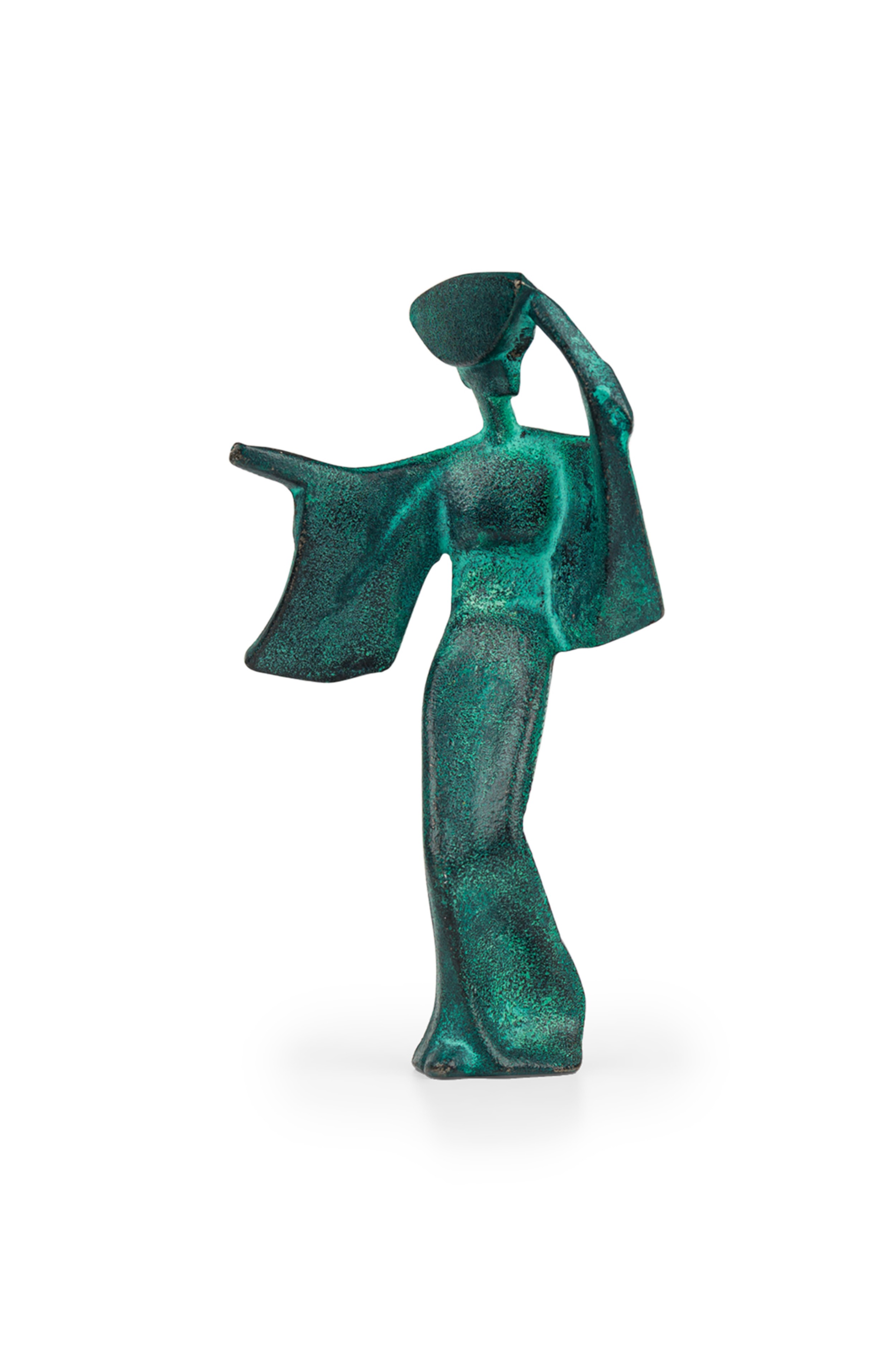 Asian contemporary small iron figurine of a dancing women 