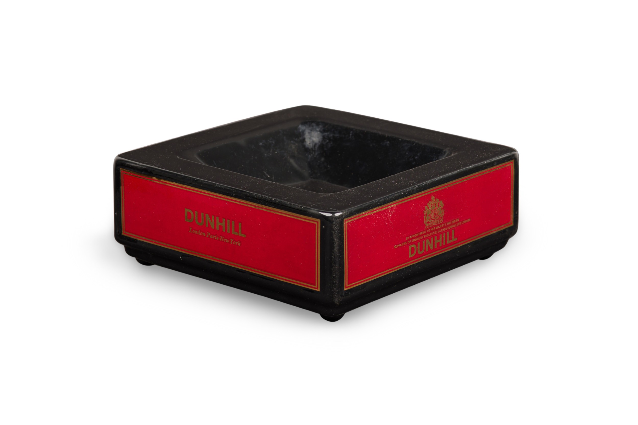 English mid century black dunhill ashtray 