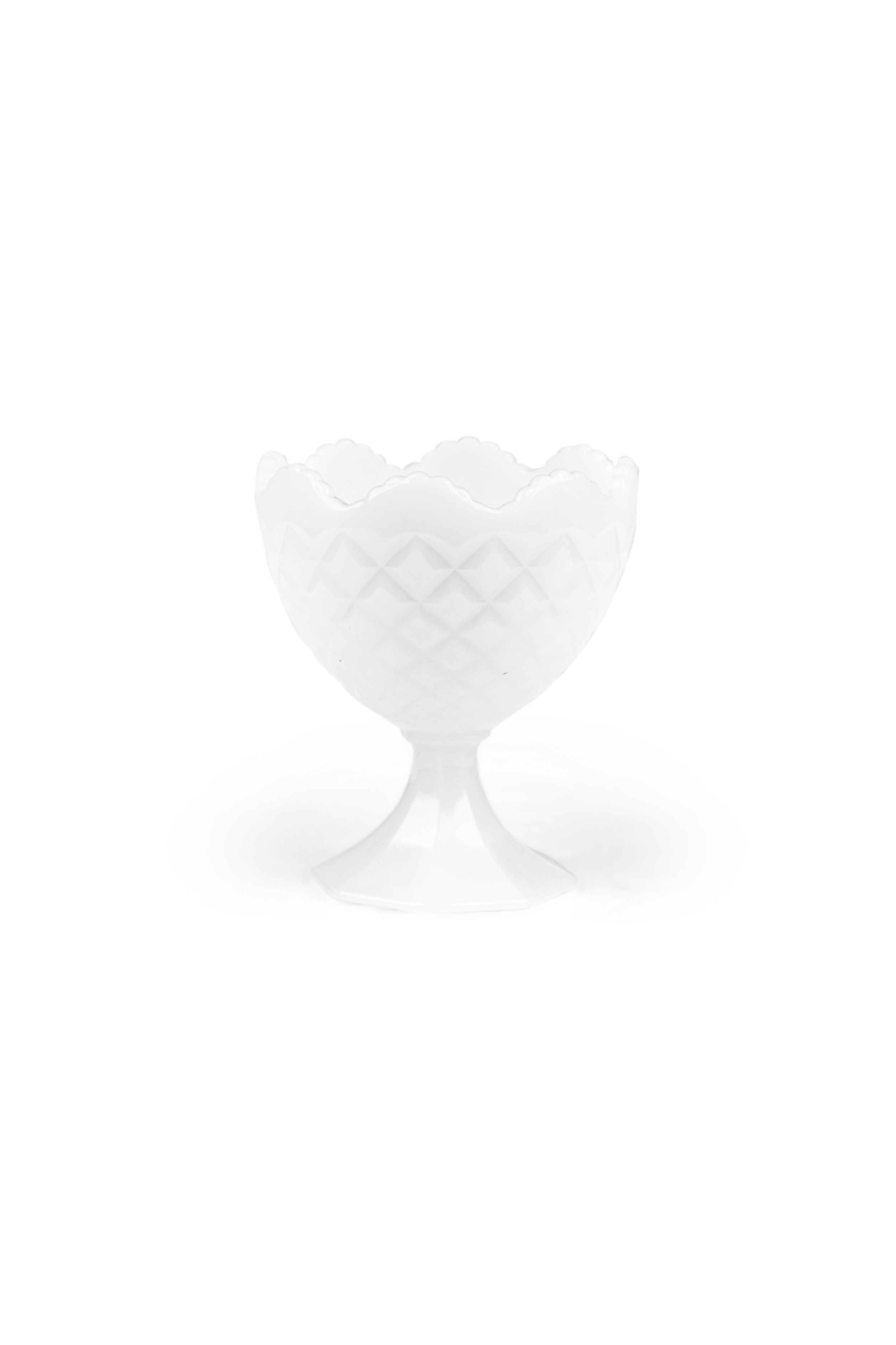 American contemporary milk glass chalice 