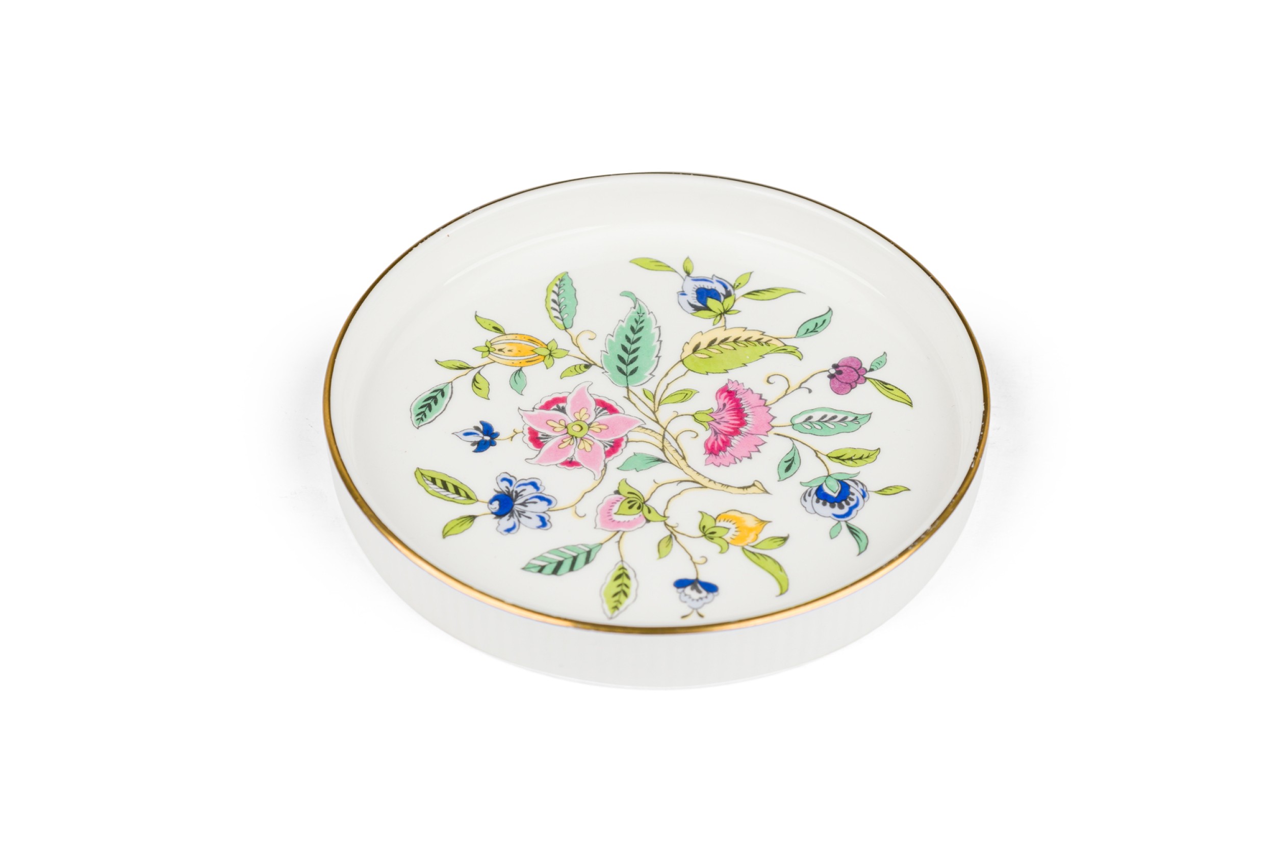 English victorian bone china gilt and hand painted floral plate 