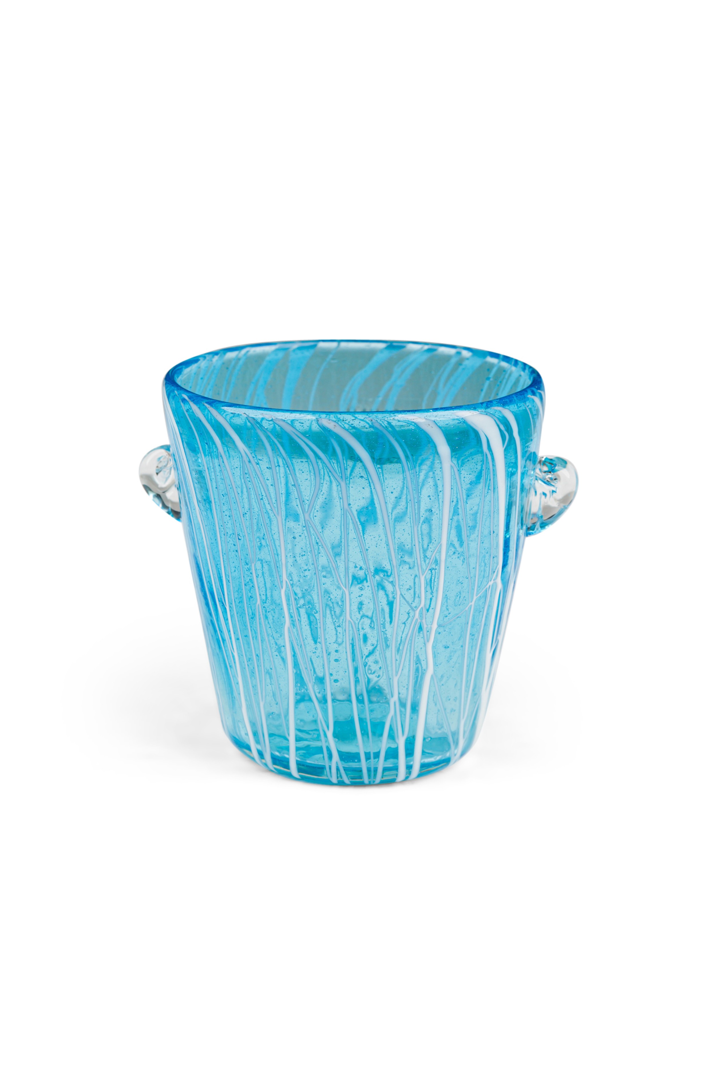 Venini disaronno italian mid century hand blown blue striped glass ice bucket 