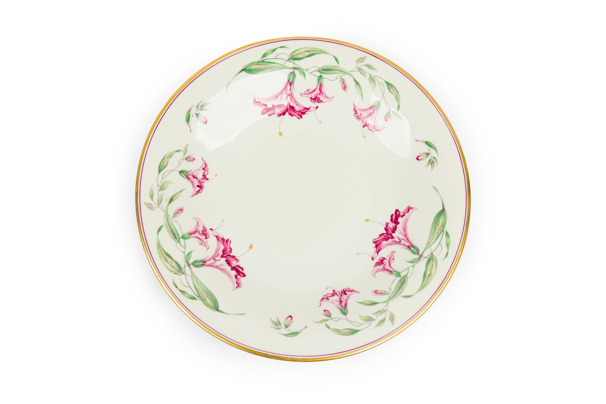 Mid century continental hand painted and gilt rimmed dinner plate 