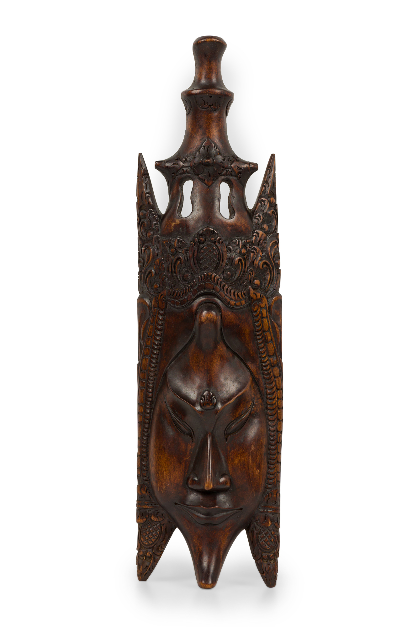 Indonesian contemporary wood carved sinta mask wall decor 