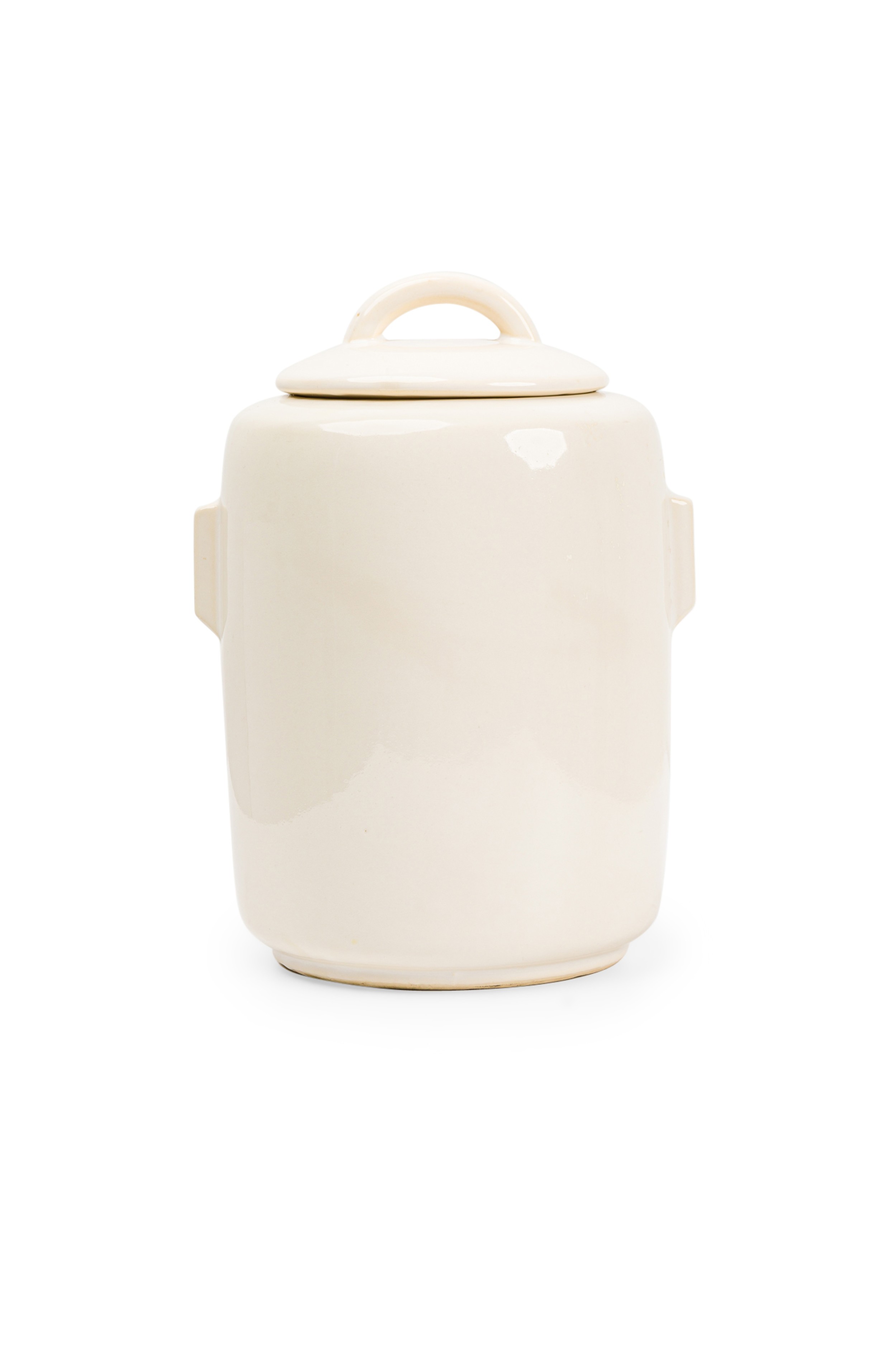 American mid century mccoy pottery white vase with lid 