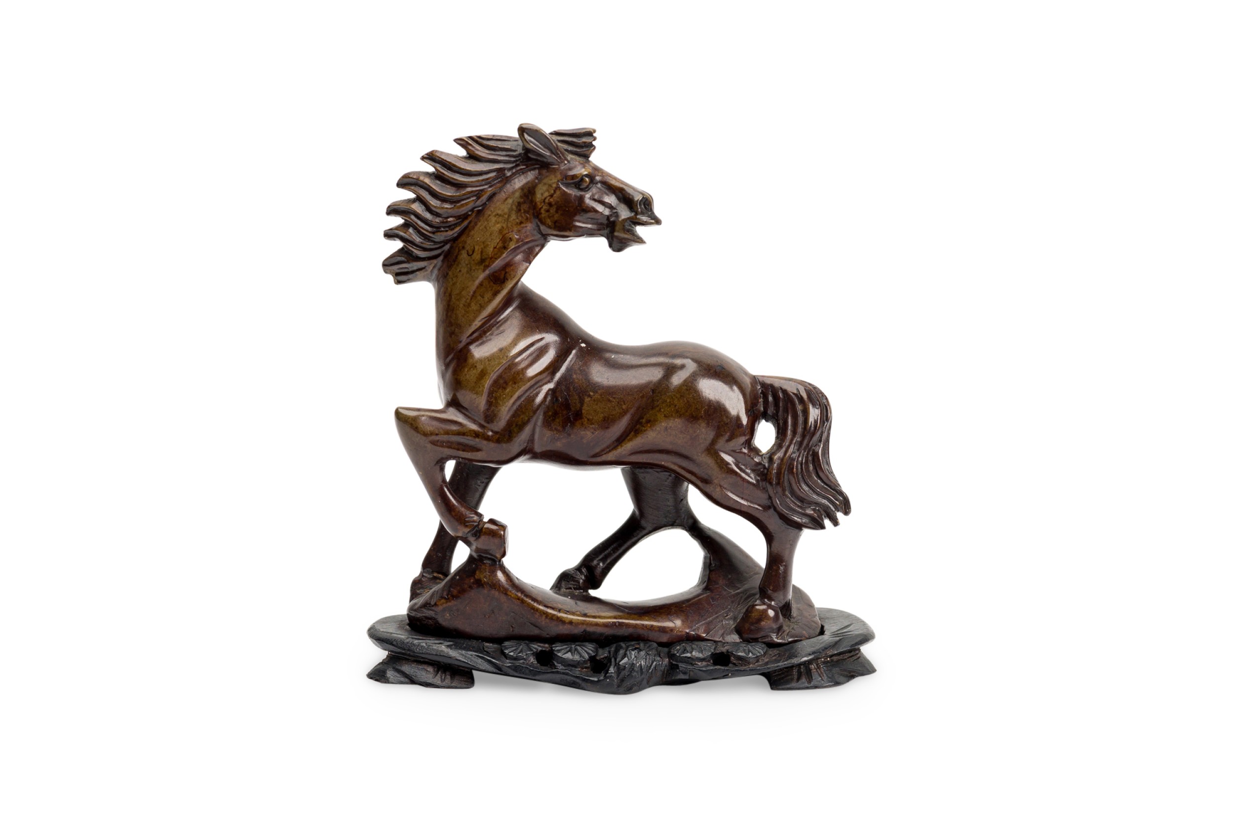 American mid century wooden horse on wooden base 