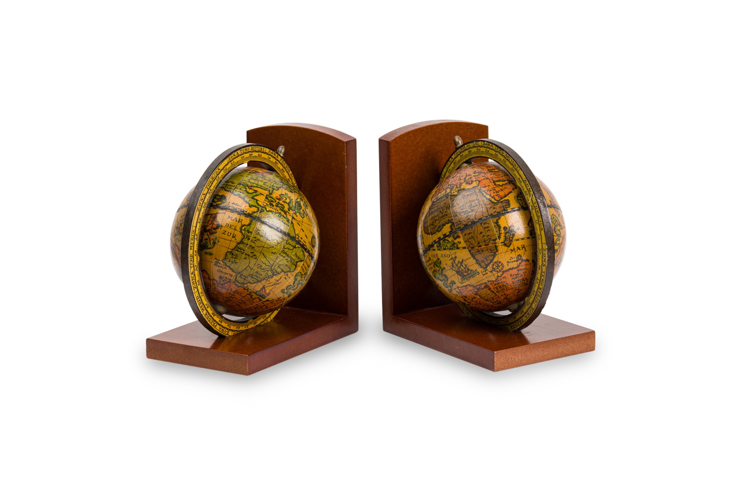Pair of italian mid century globe bookends 