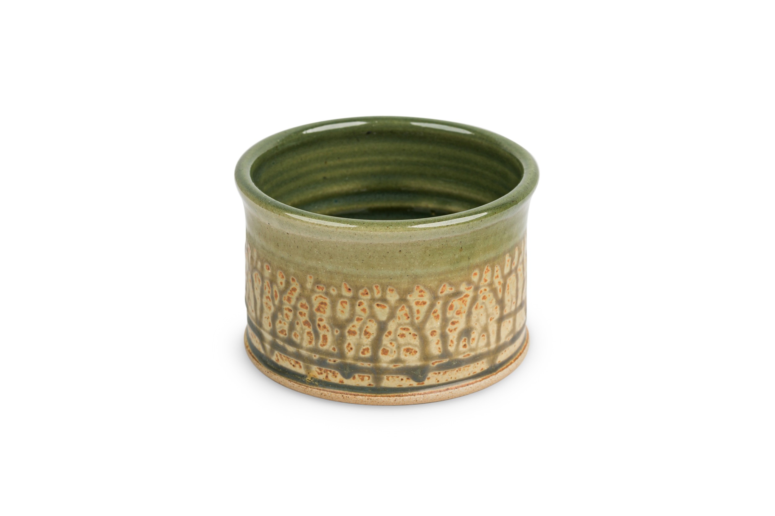 American contemporary glazed green lava pottery bowl 