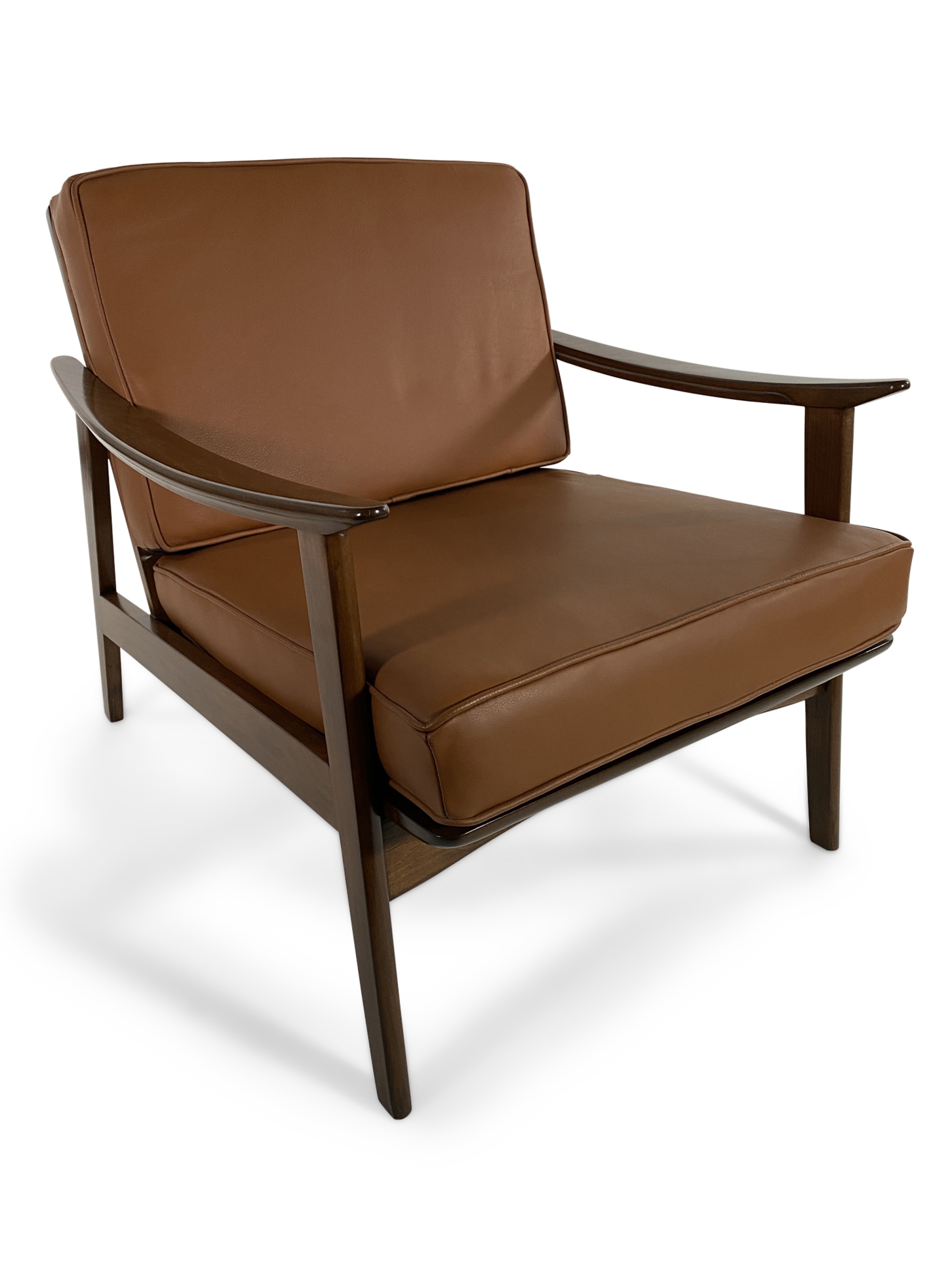 Danish Mid century brown leather armchairs 