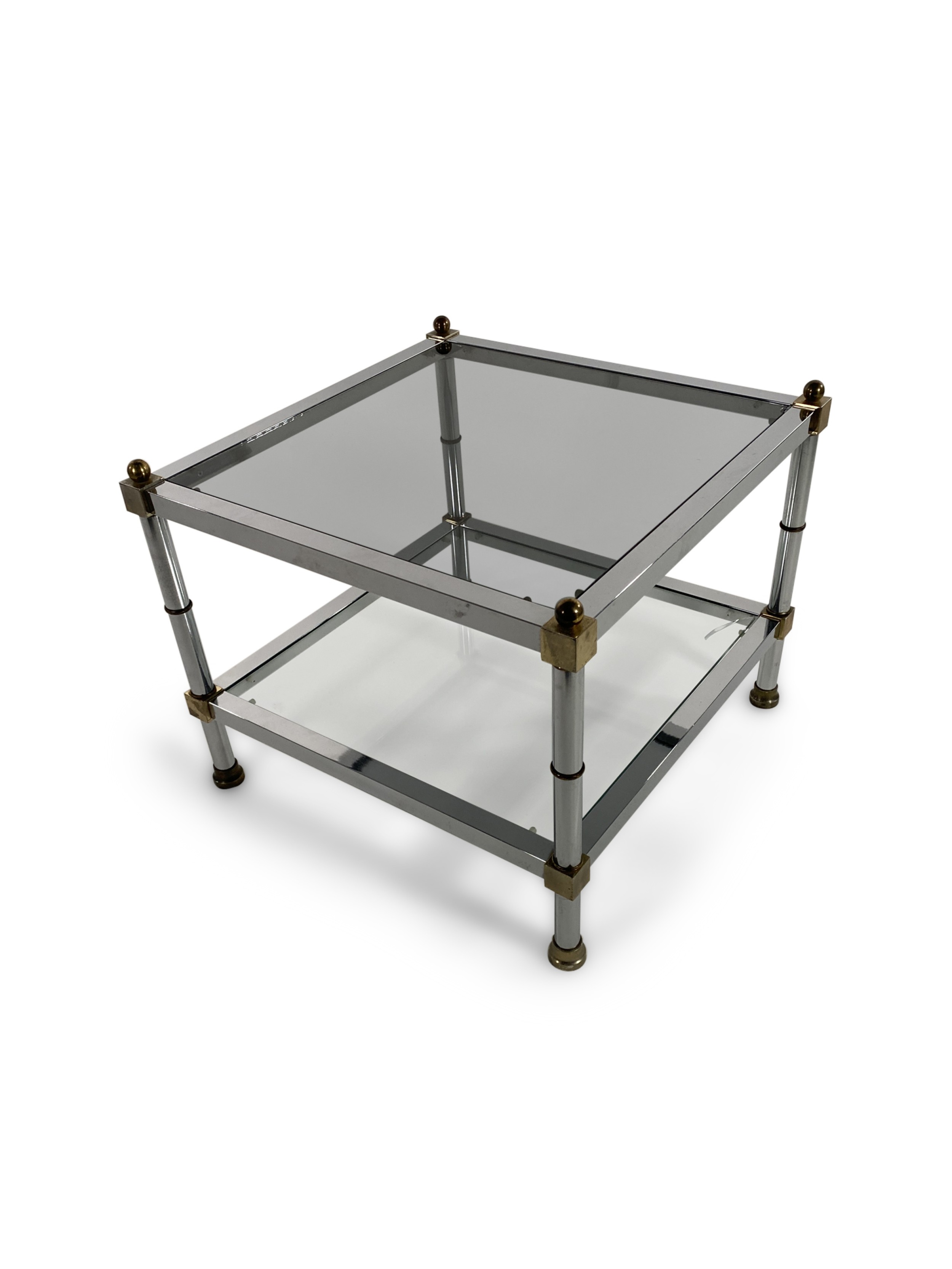 American Mid century chrome and brass end tables