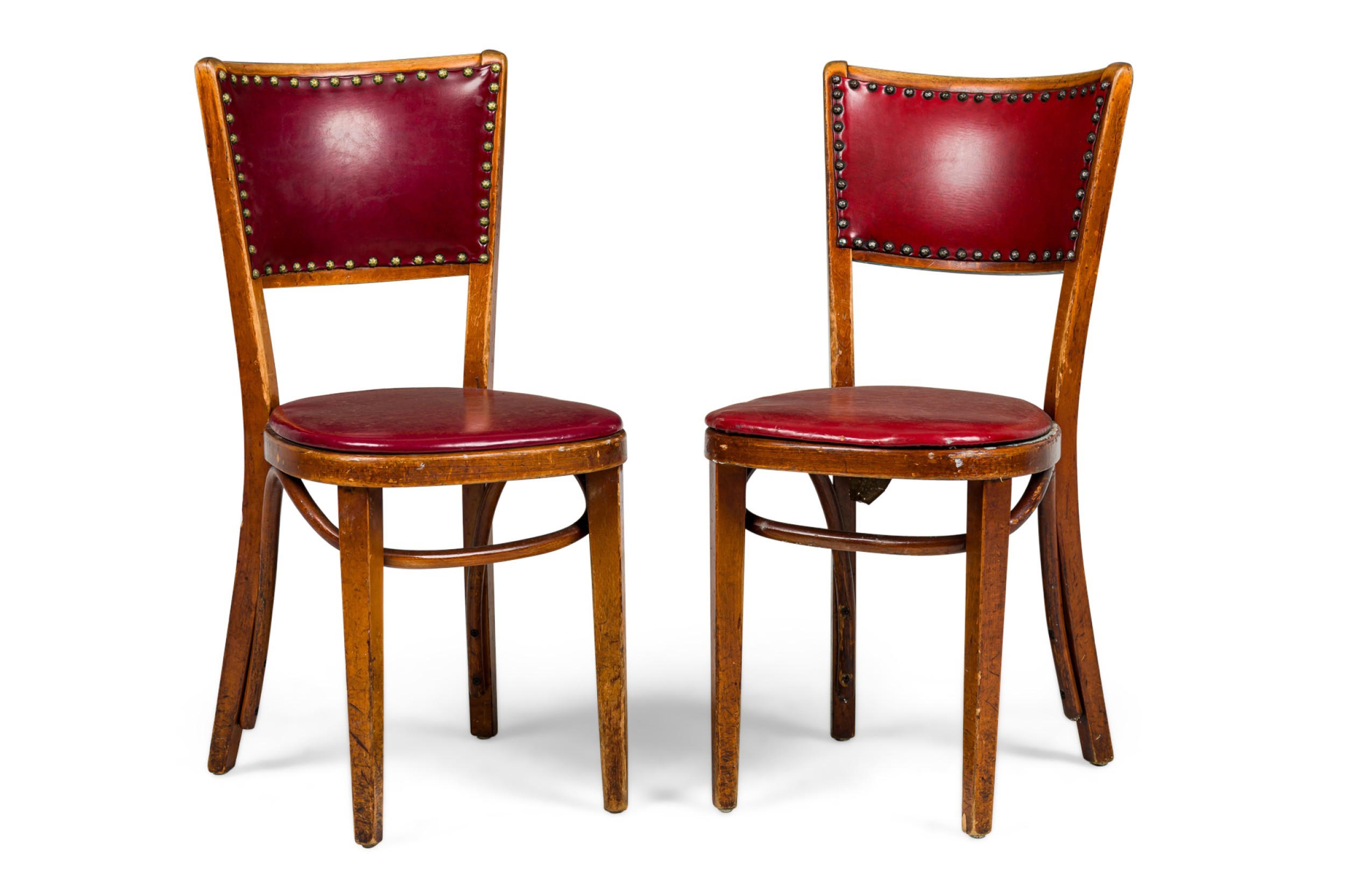 Set of 30 italian mid century red vinyl dining side chairs