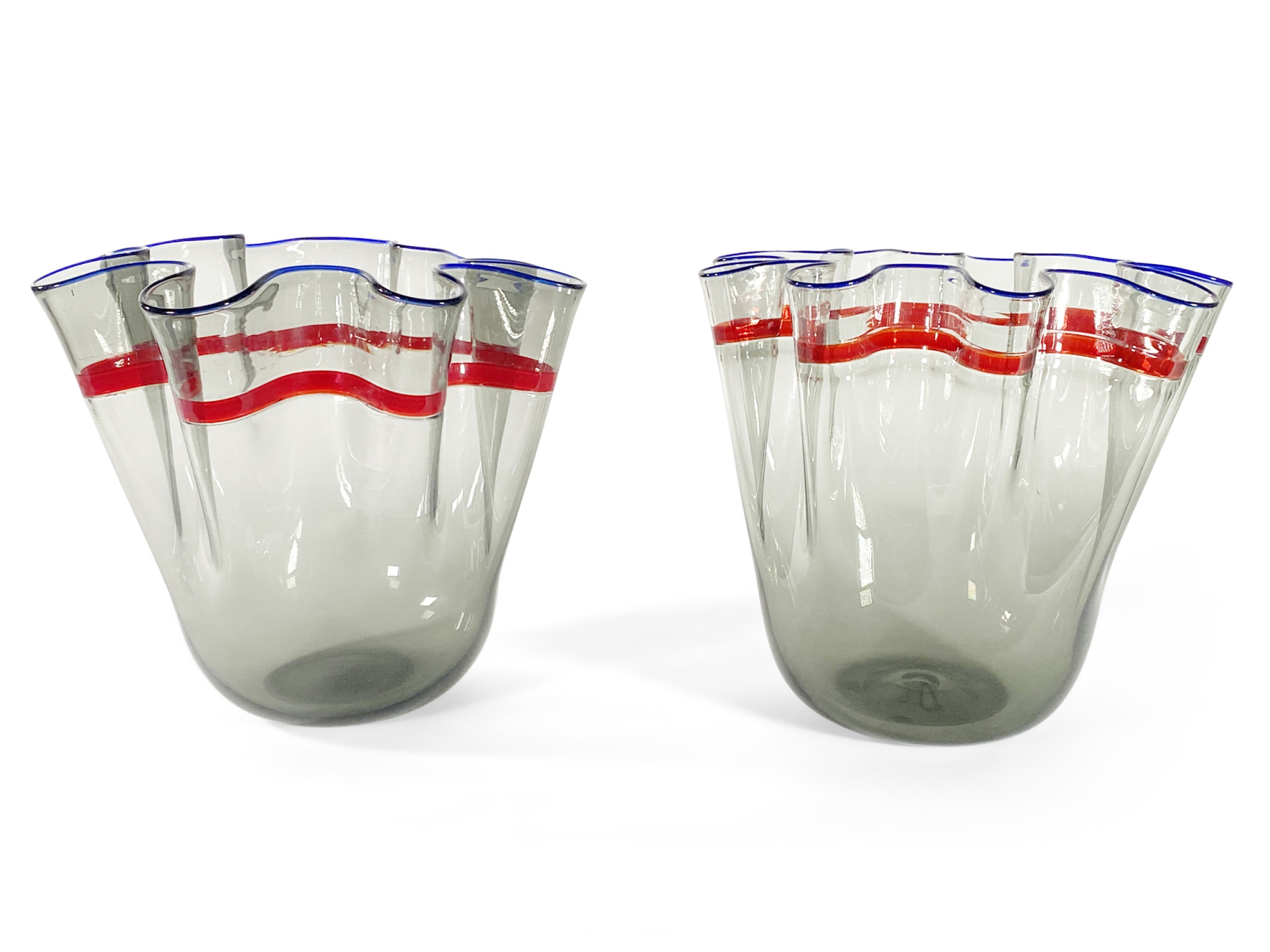 Pair of alvise italian contemporary handkerchief vases