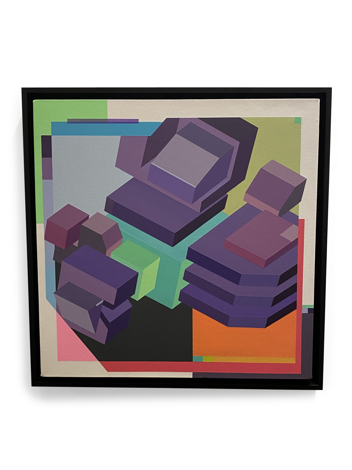 Boceto chilean american framed abstract contemporary acrylic on square canvas titled untitled square 2023