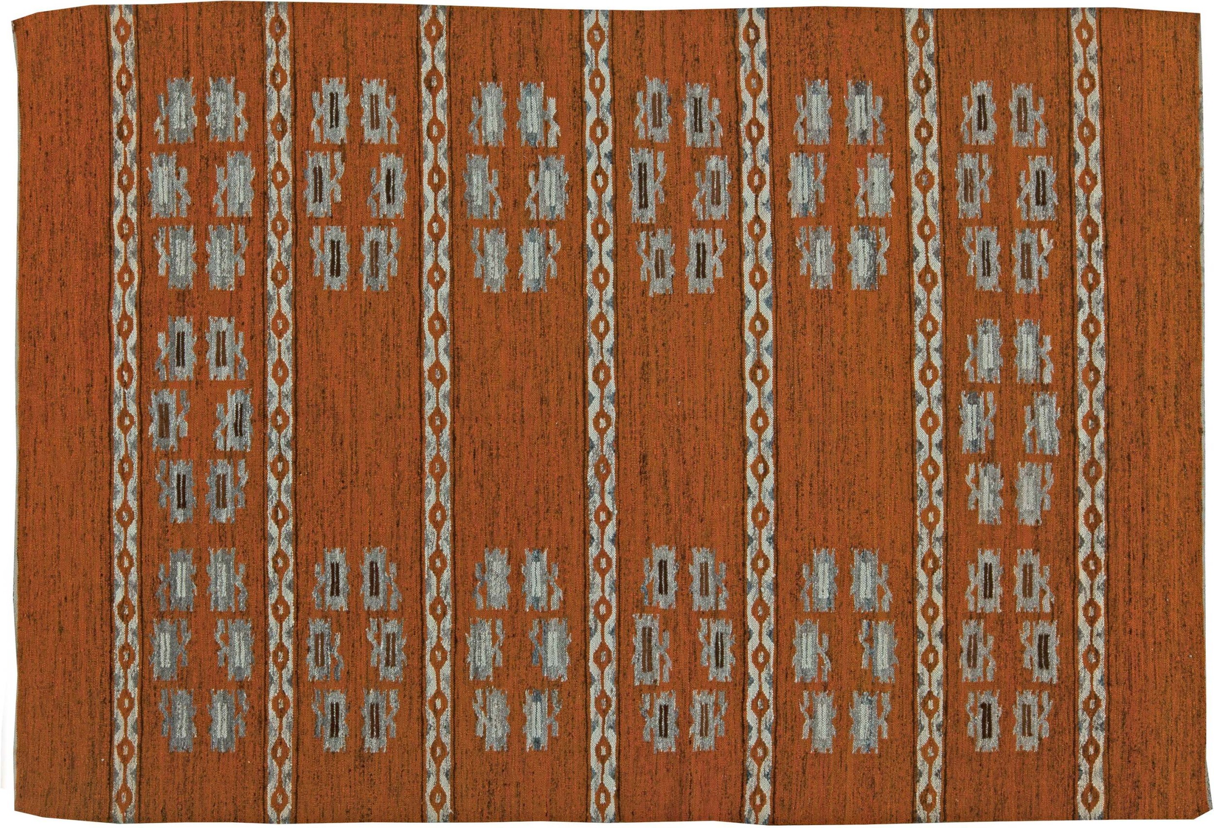 Swedish mid century brown flatweave wool rug