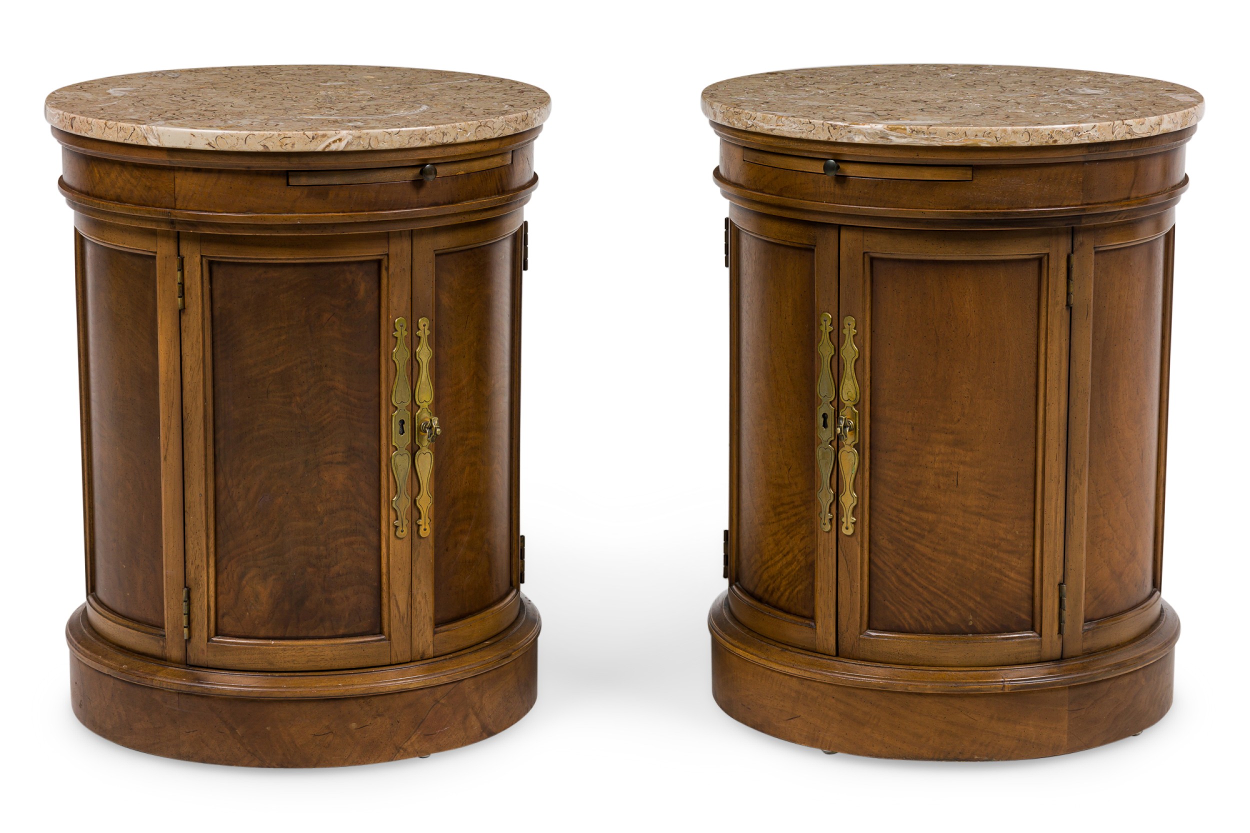 American mid century round marble top side table commode