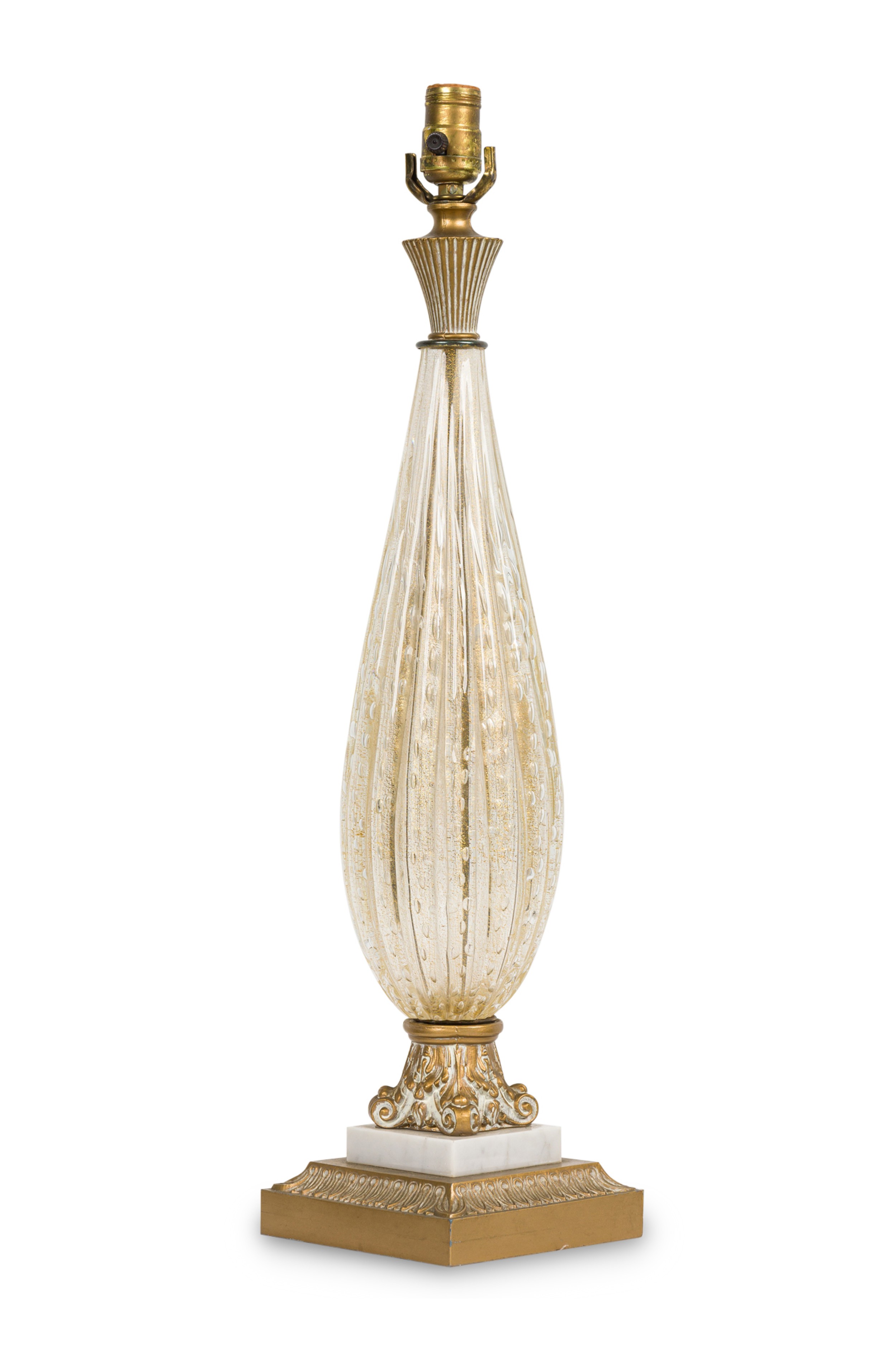 Barovier & Toso Italian Mid Century Bubble and Gold Fleck Table Lamp 