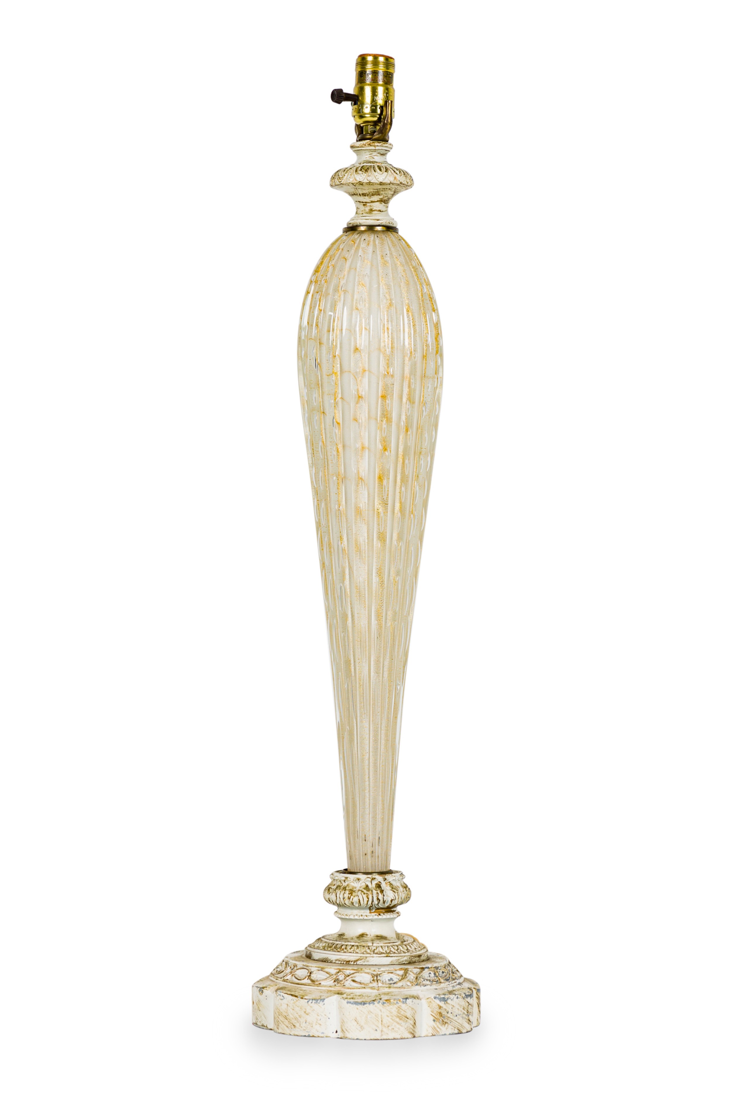 Barovier & Toso Italian Mid Century Bubbled White Glass Table Lamp A