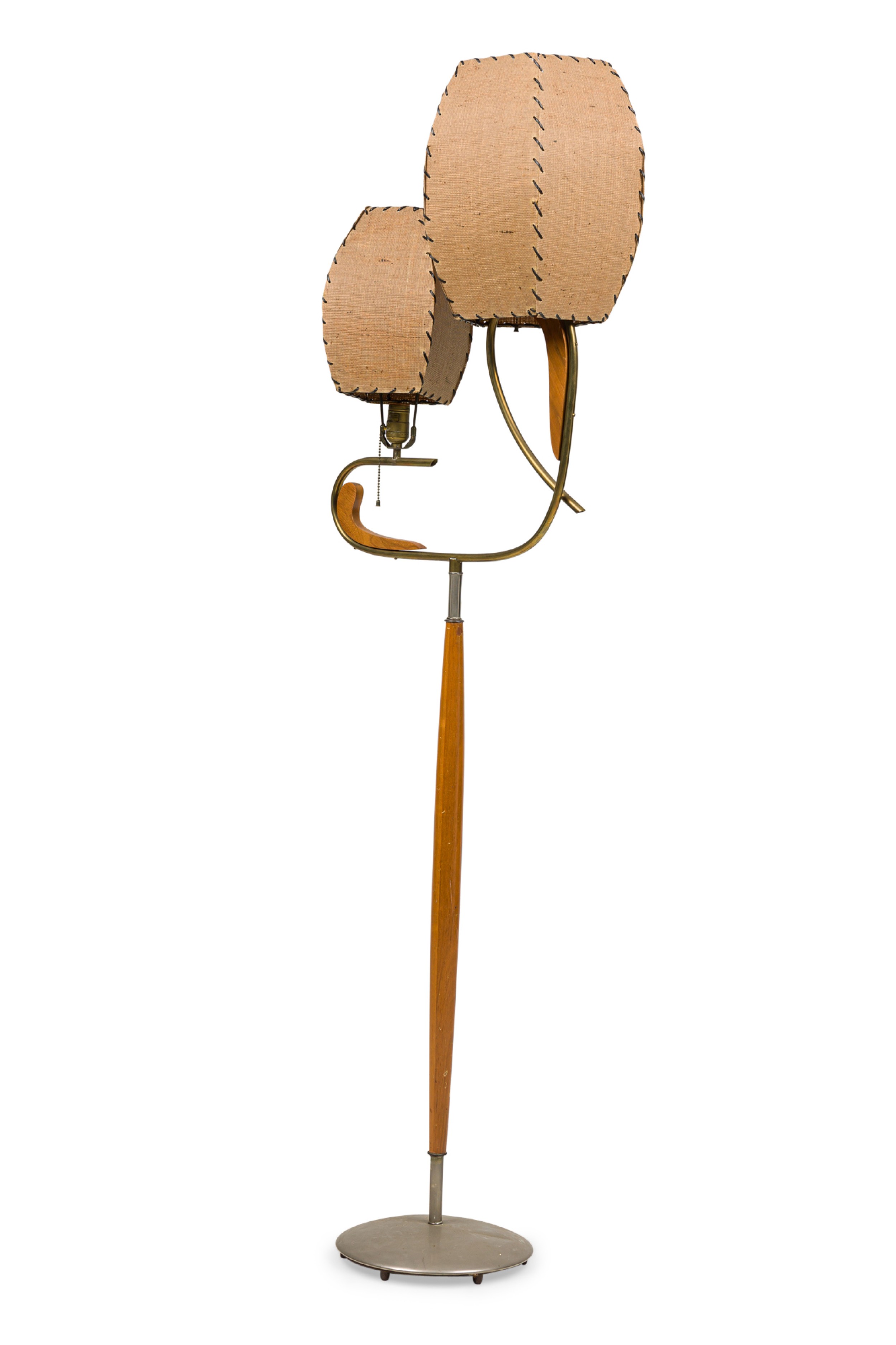 American Mid Century Twin Light Curved Neck Floor Lamp 