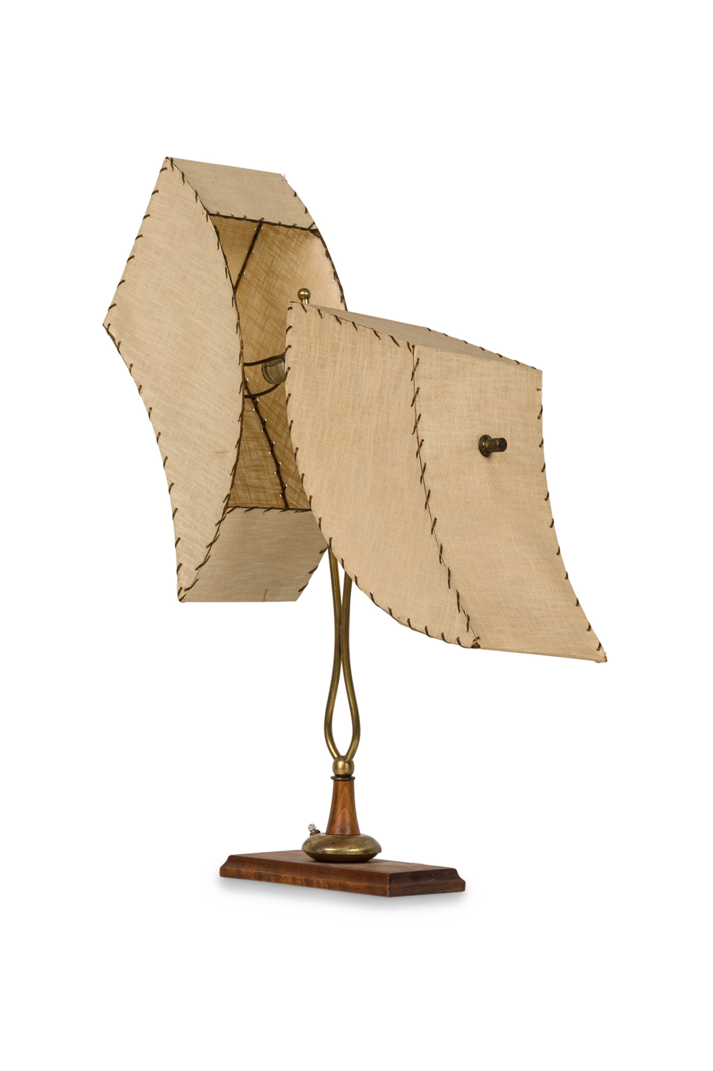 American Mid Century Walnut and Brass Table Lamp 