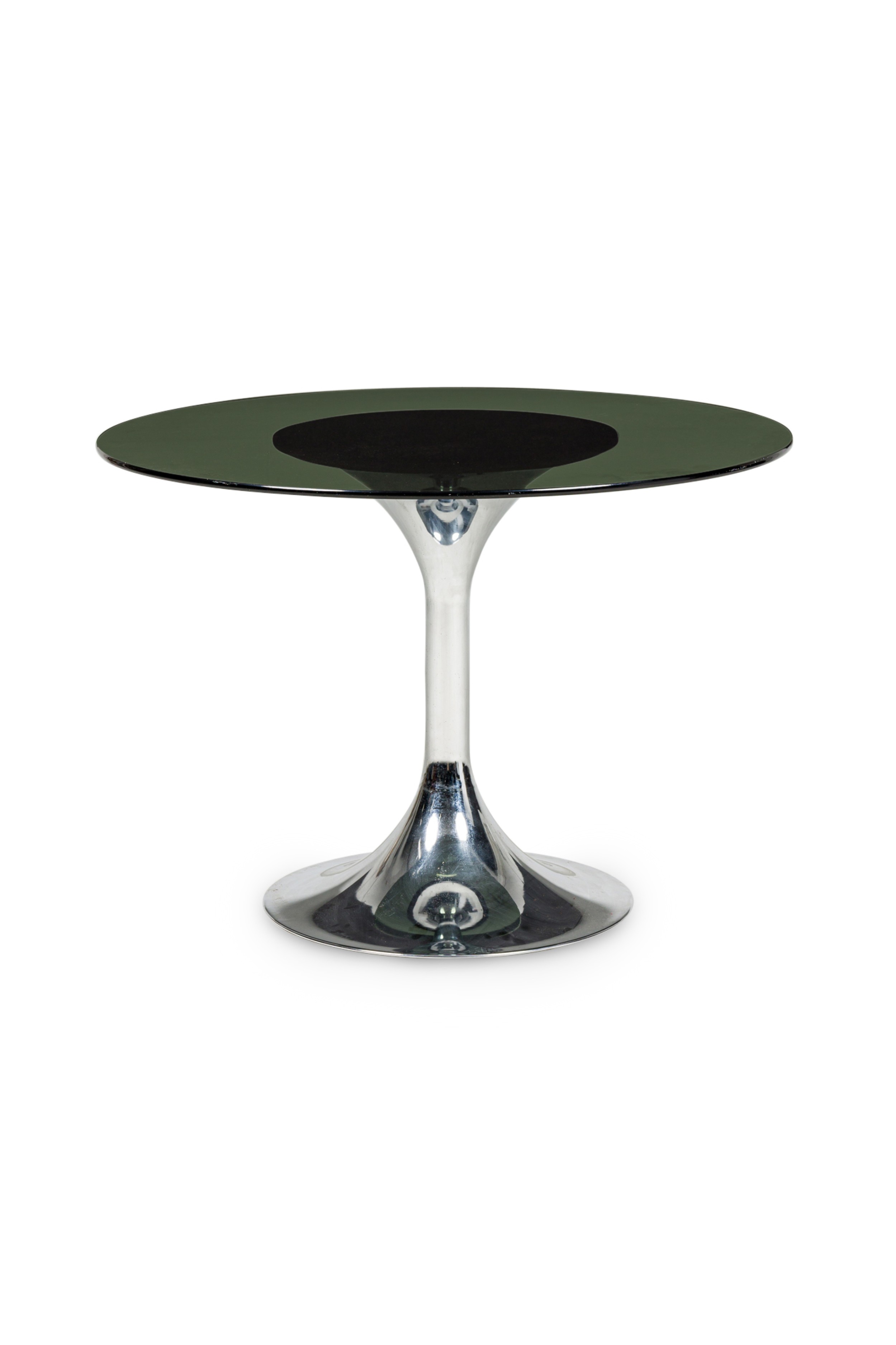 American Mid Century Chrome and Black Glass Center Table 