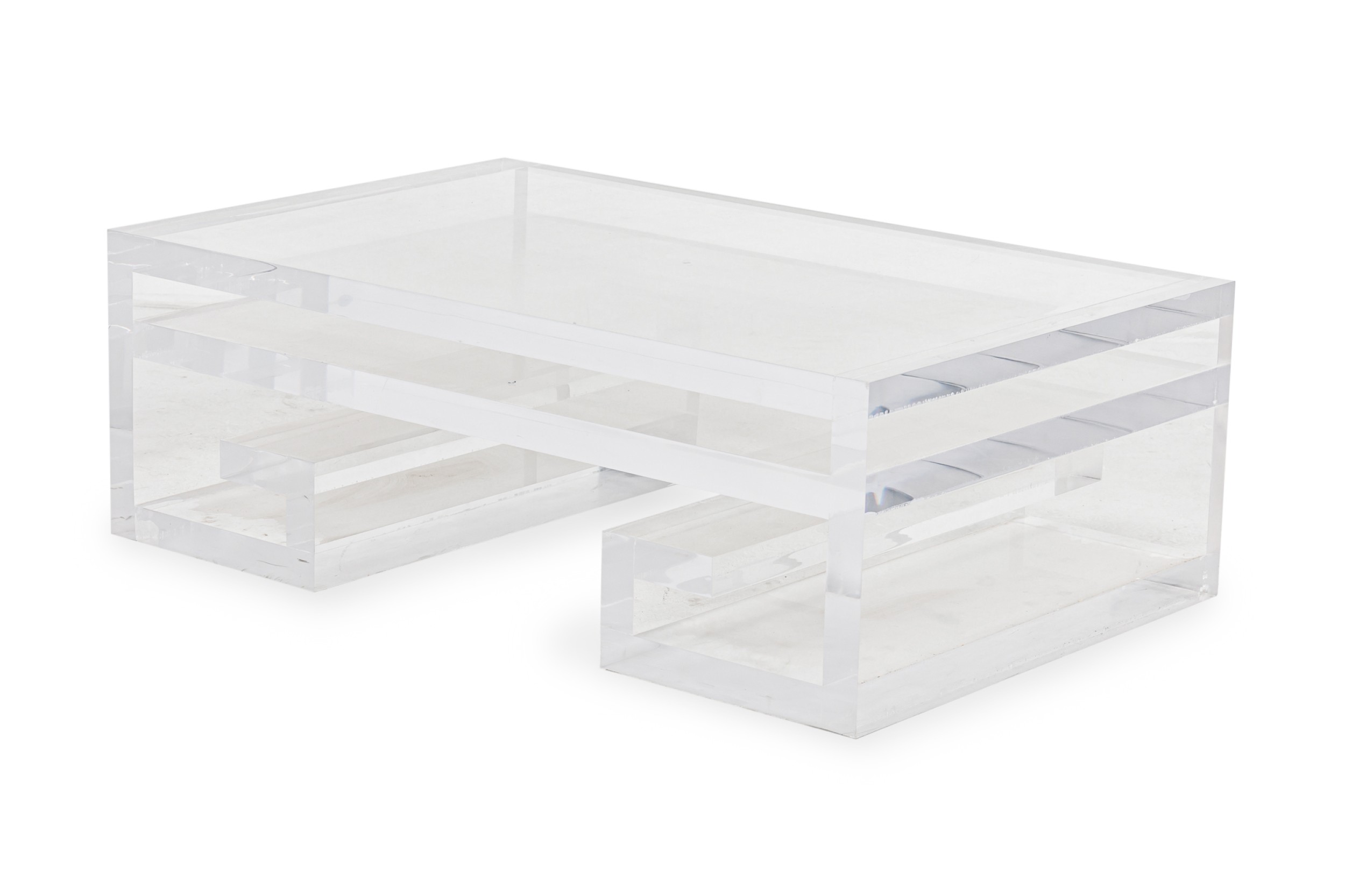 American contemporary acrylic greek key style coffee table 