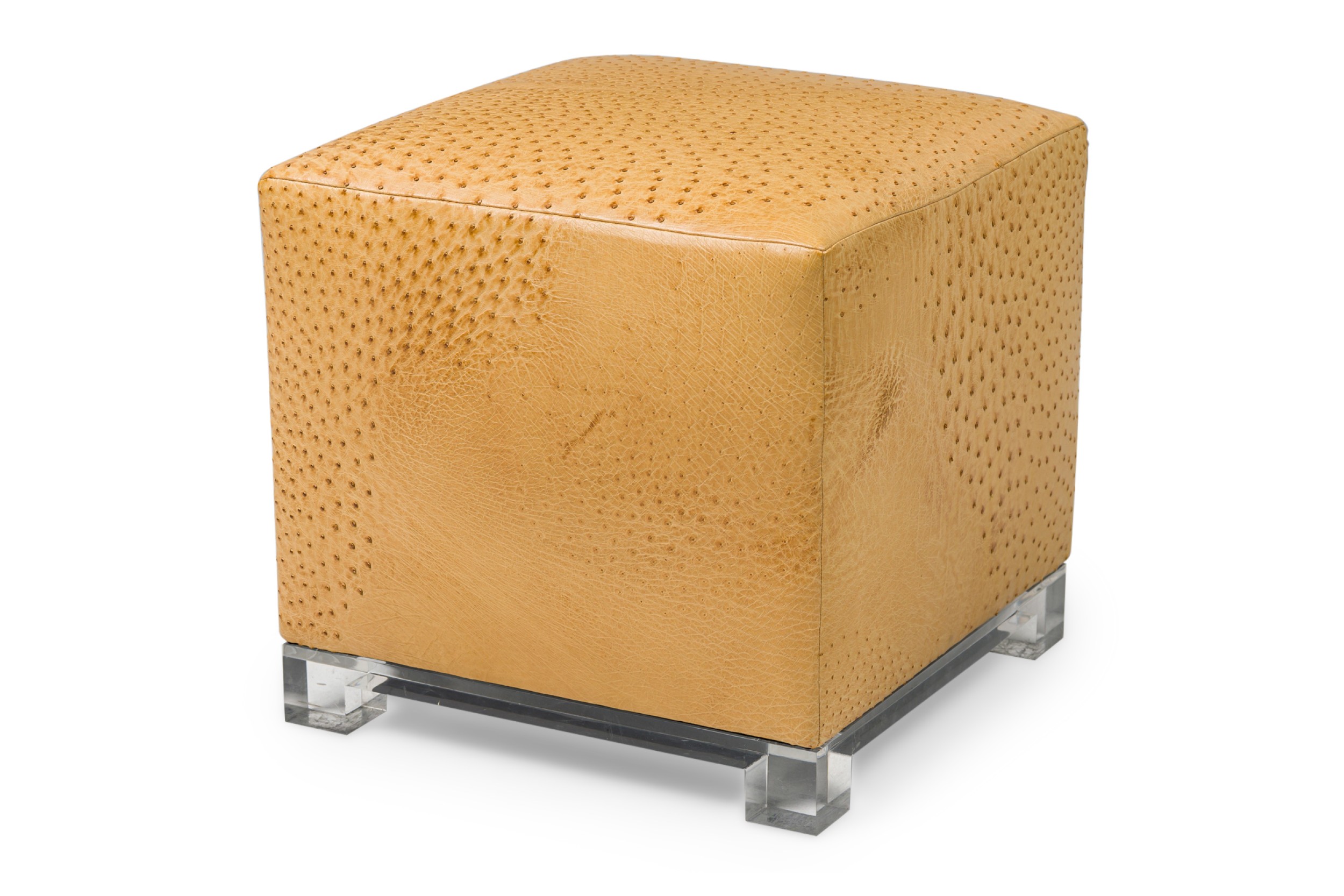 American contemporary ostrich skin square ottoman 