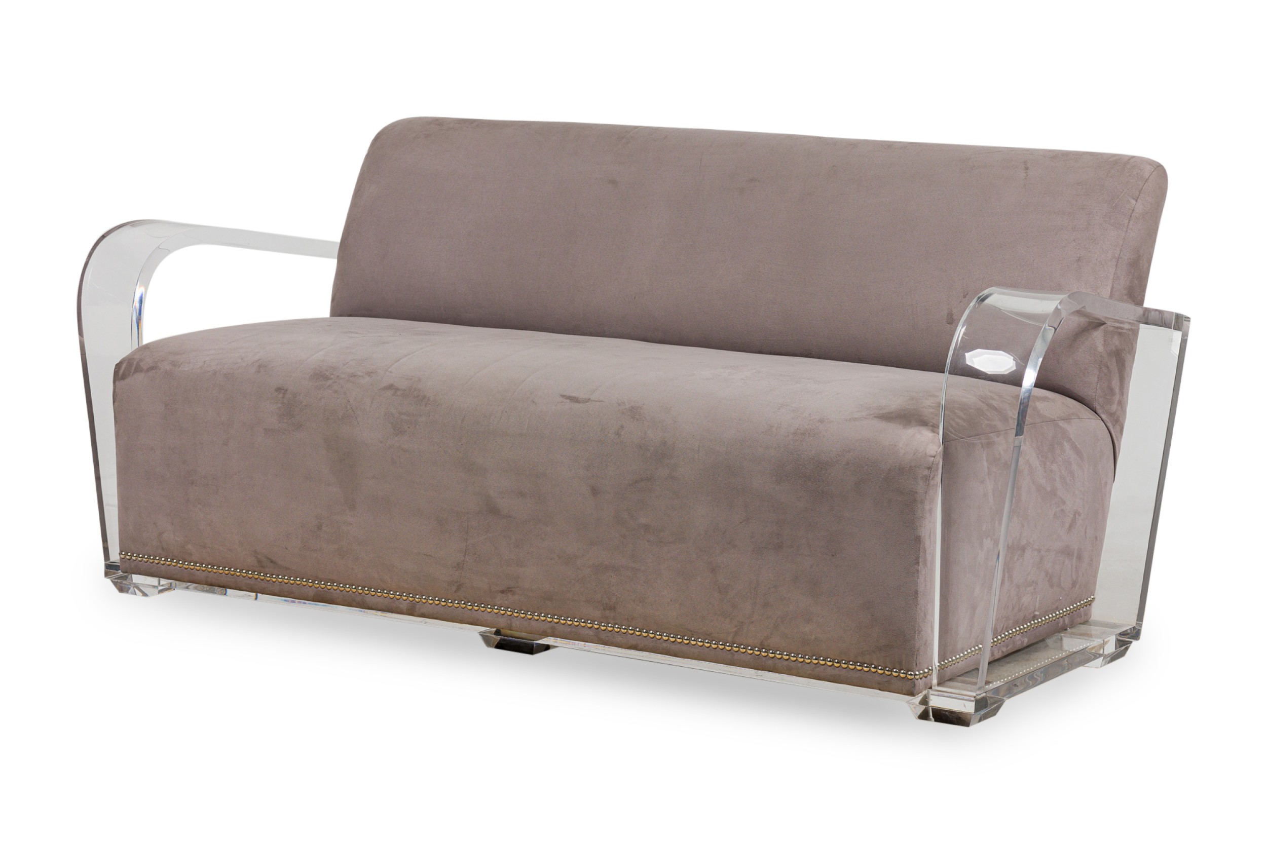 American contemporary acrylic scrolled arm sofa 