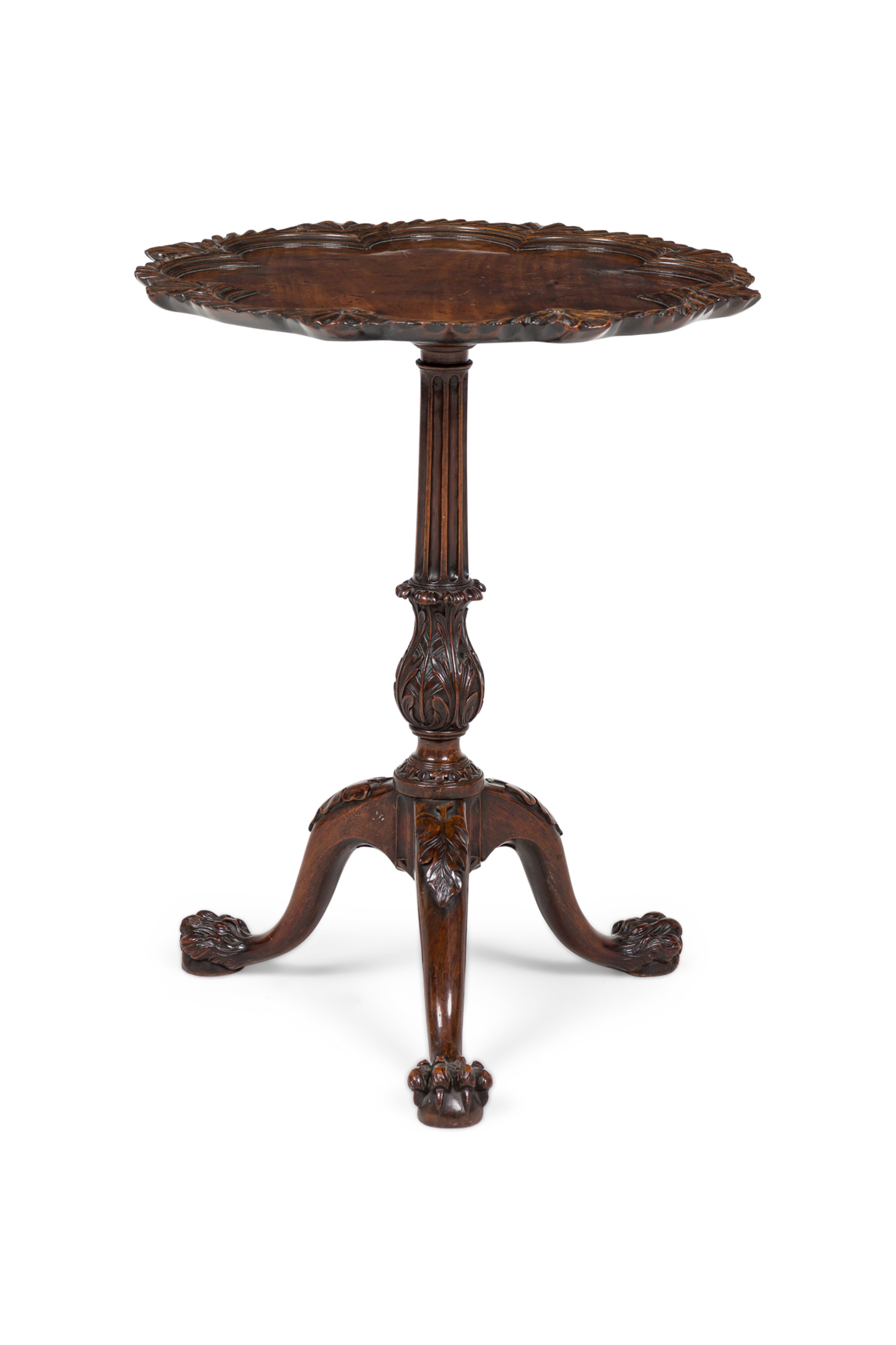 English regency pie crust pedestal side table 