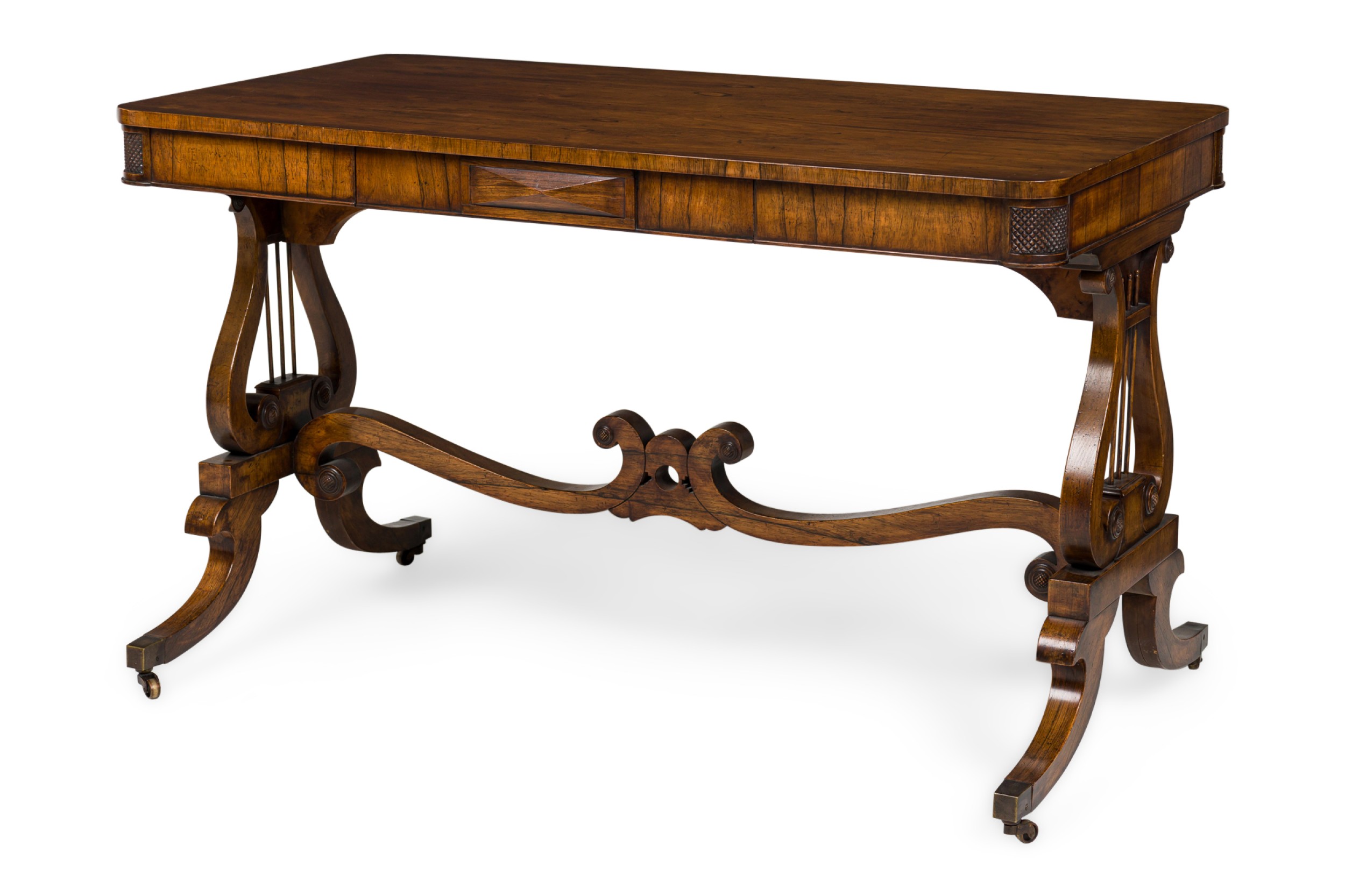 English regency lyre support desk table 