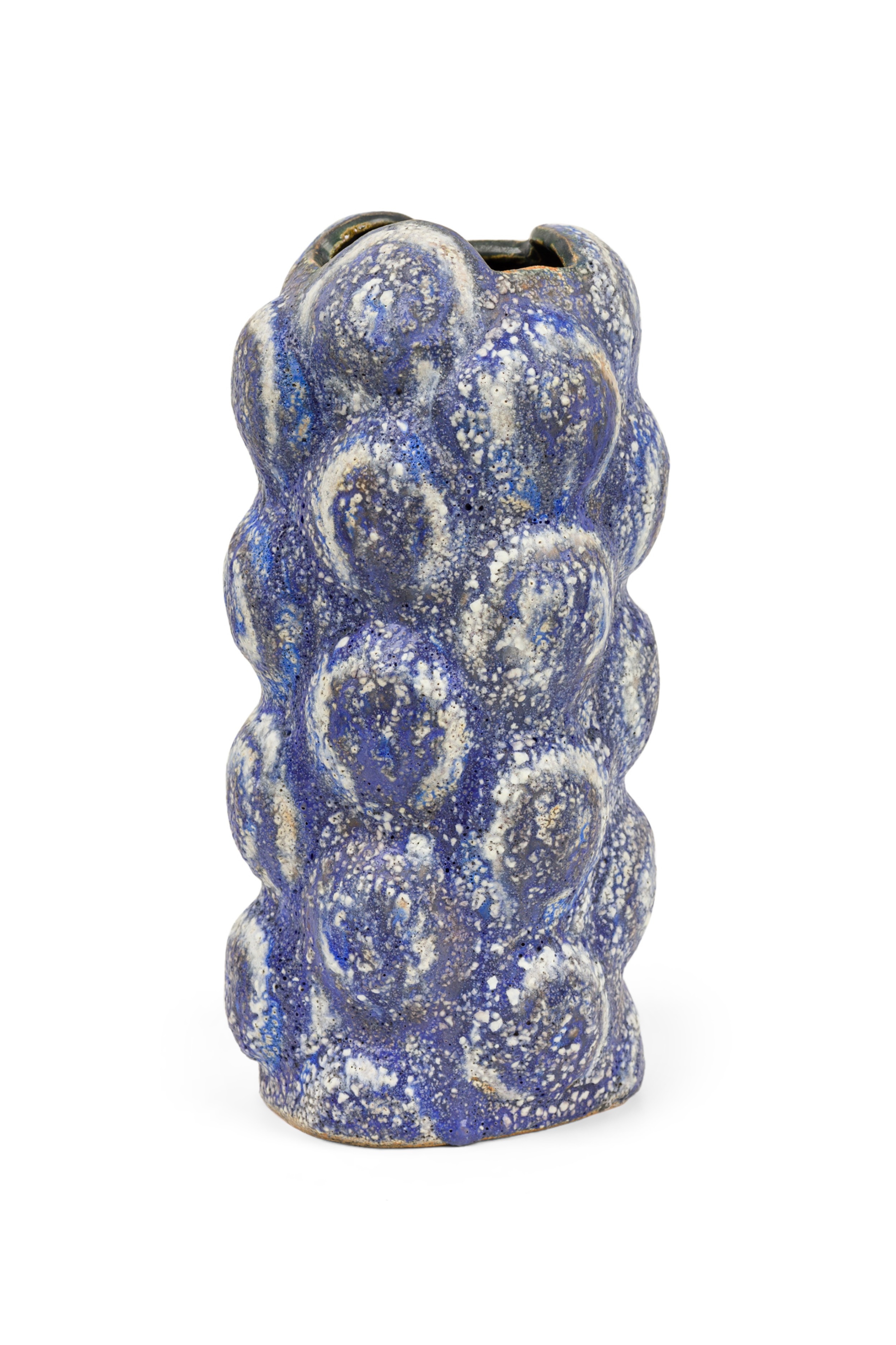 Gary DiPasquale Contemporary Vase with White Textural Exterior and Black Interior