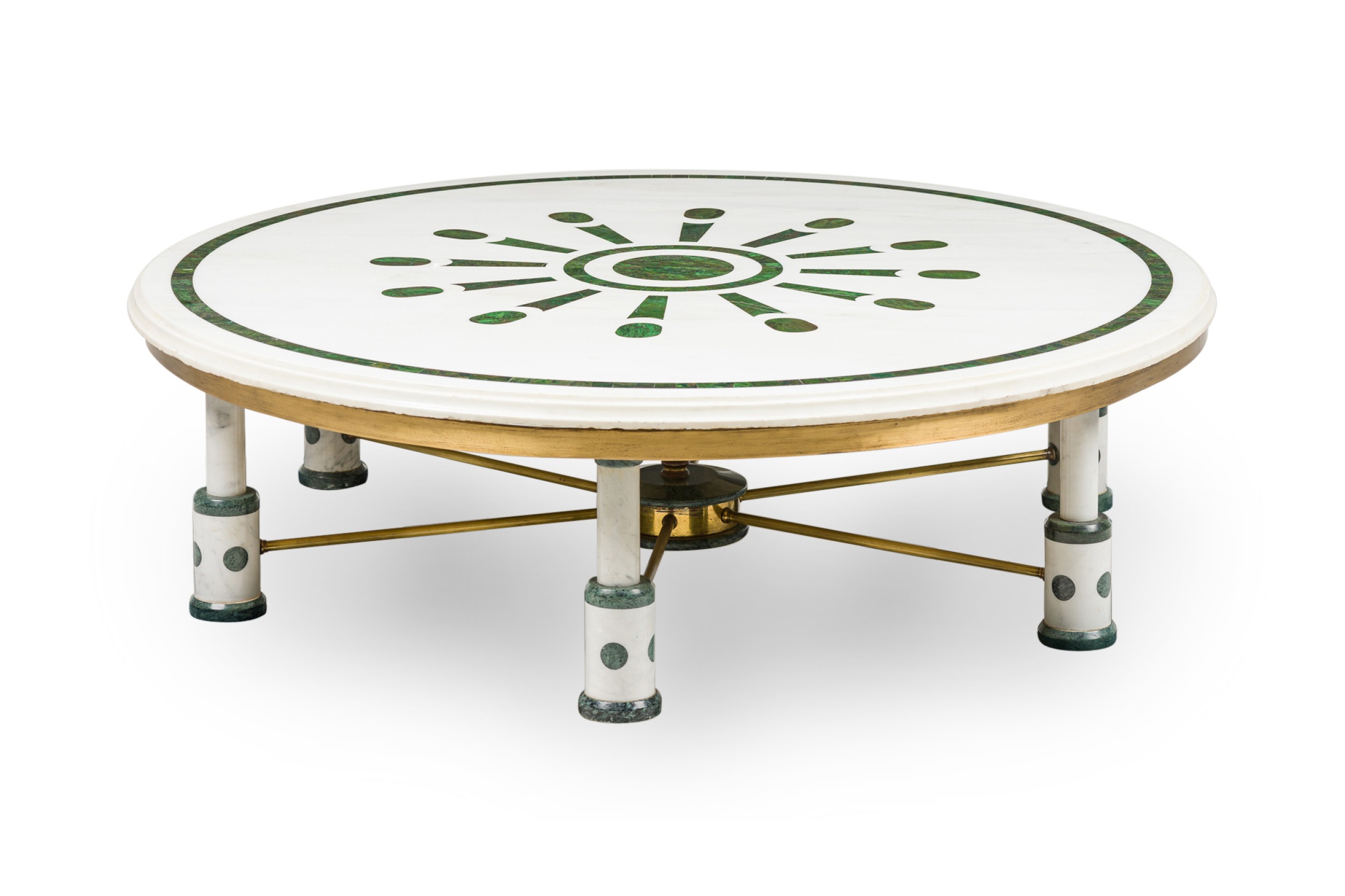 French mid century michael bennett large green and white marble coffee table 