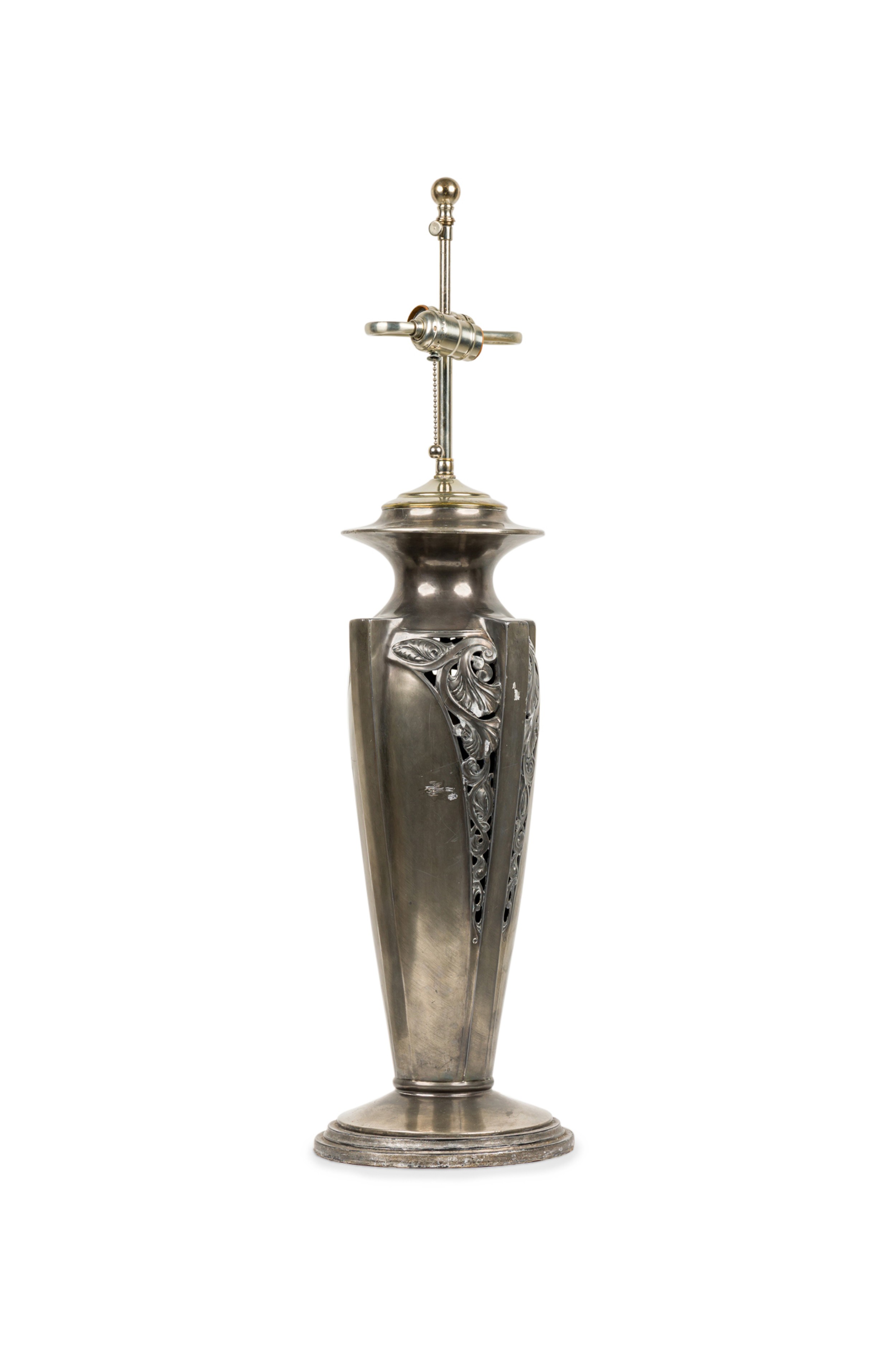 Pair of american art deco silver table lamps 