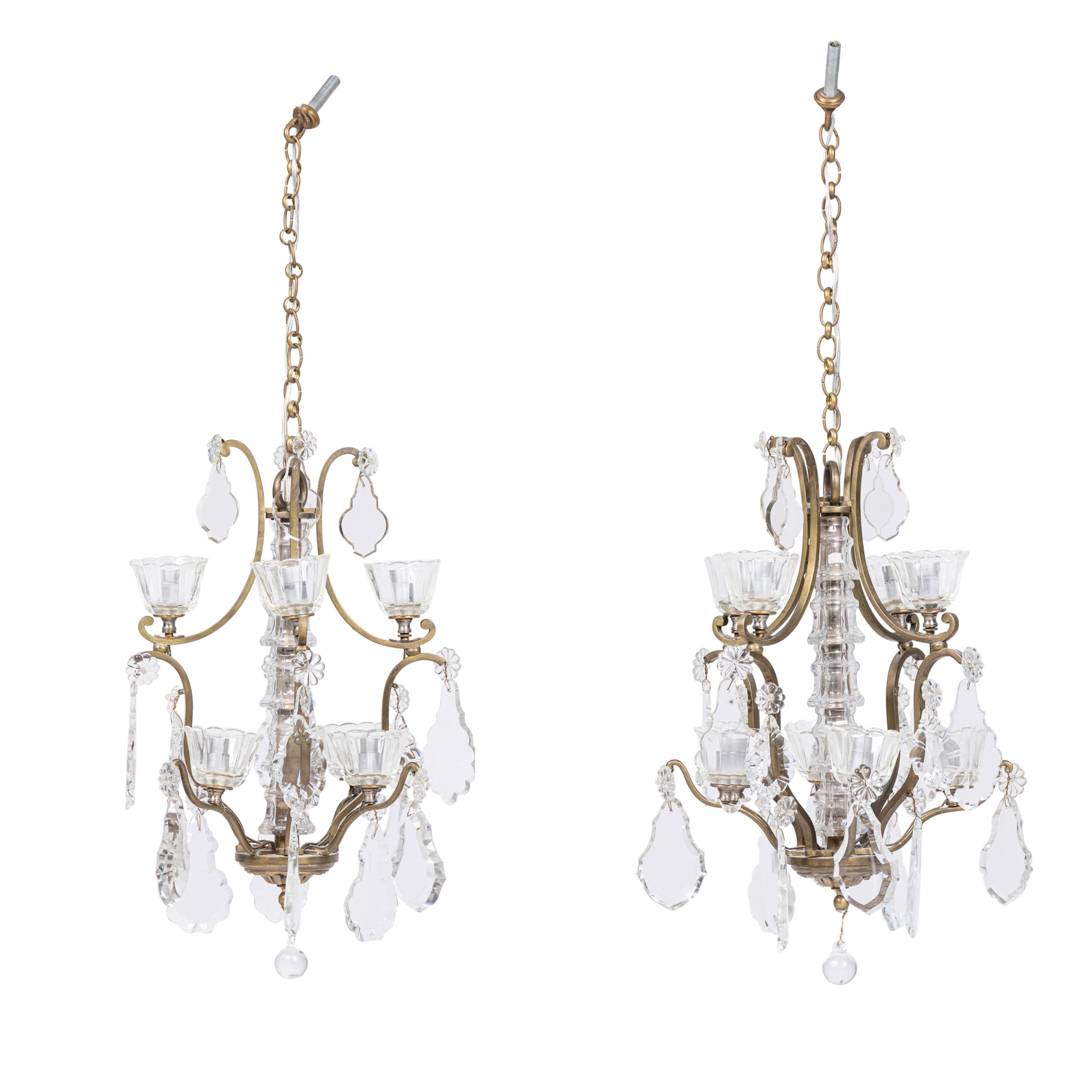 2 louis xv style small dore and crystal chandelier 