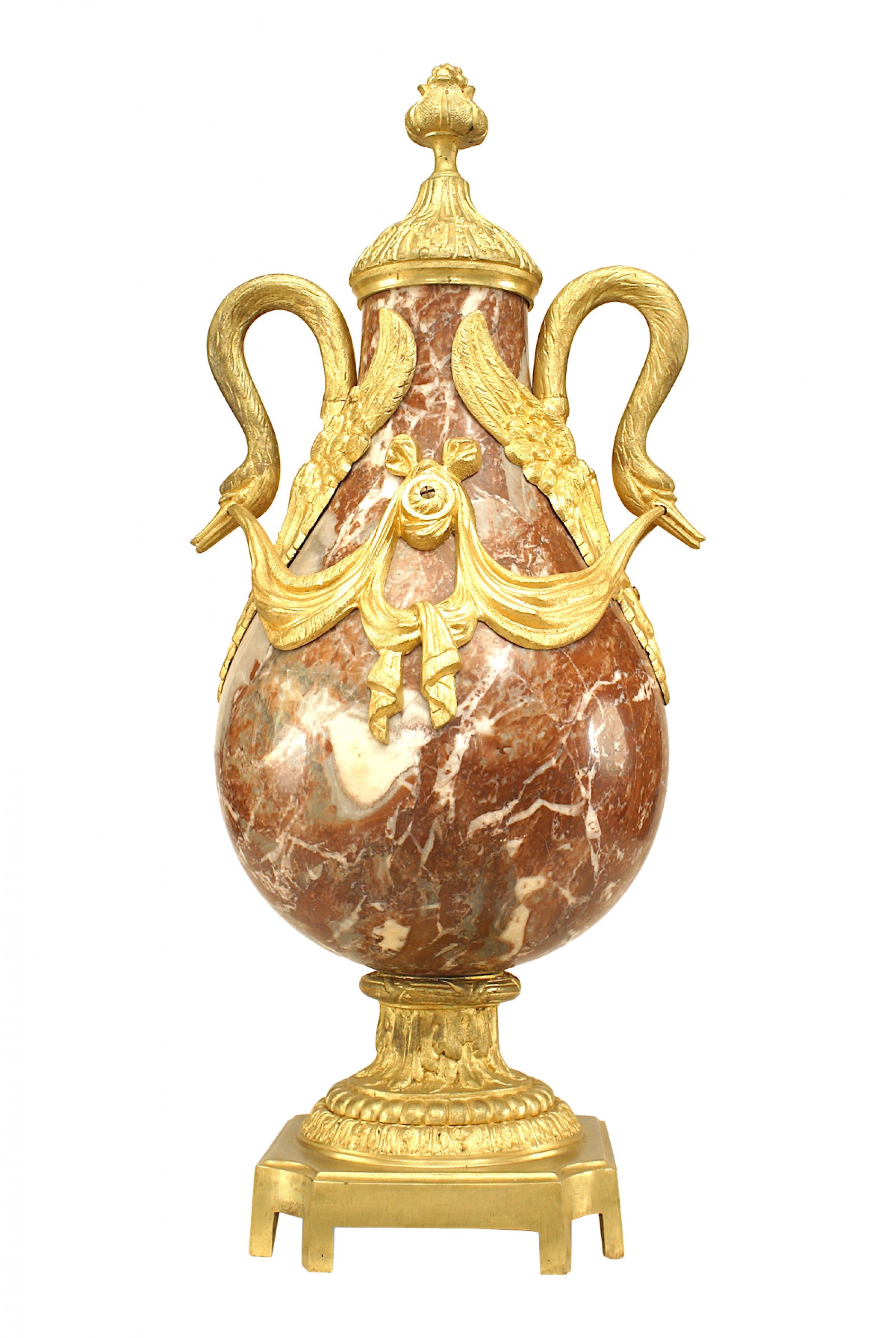 French victorian marble and bronze urn