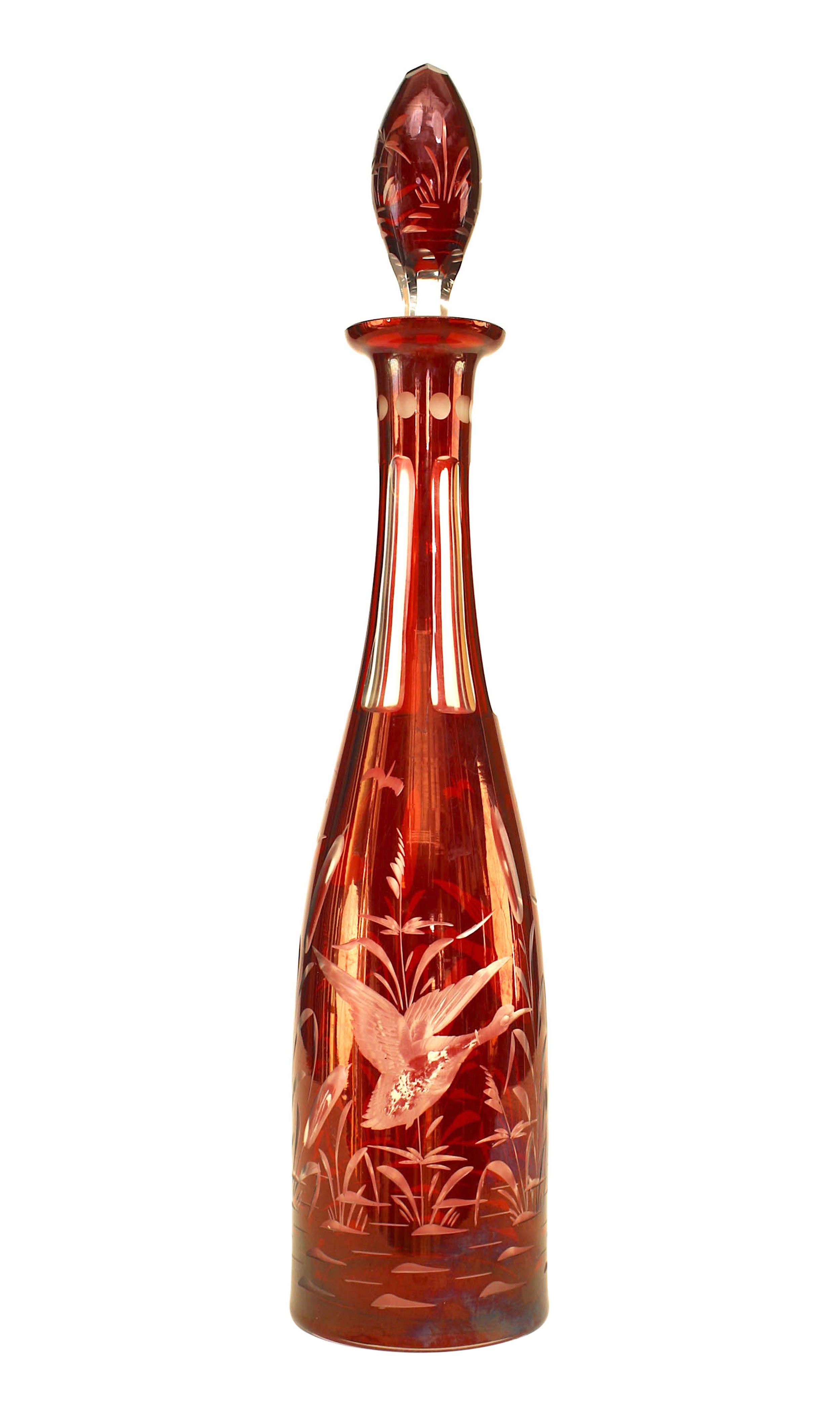 Continental german etched glass decanter