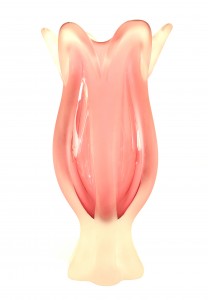 French art moderne lalique style pink glass vase