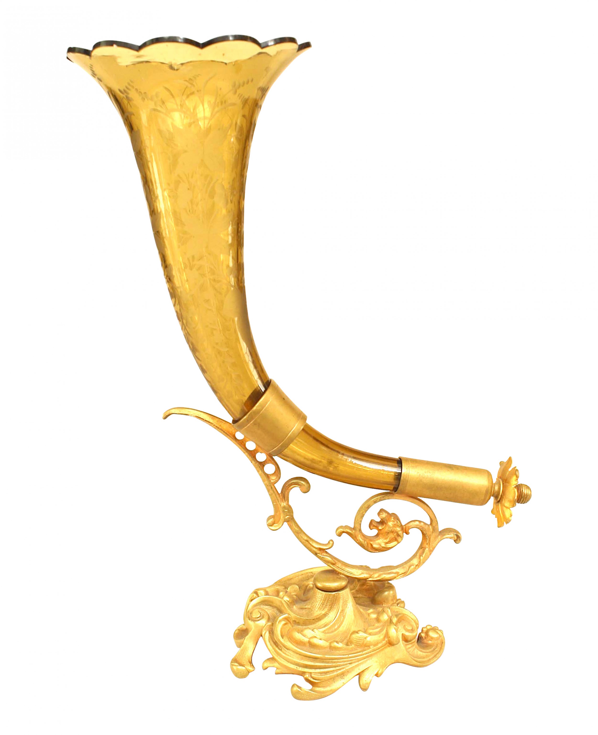 French victorian amber crystal vase