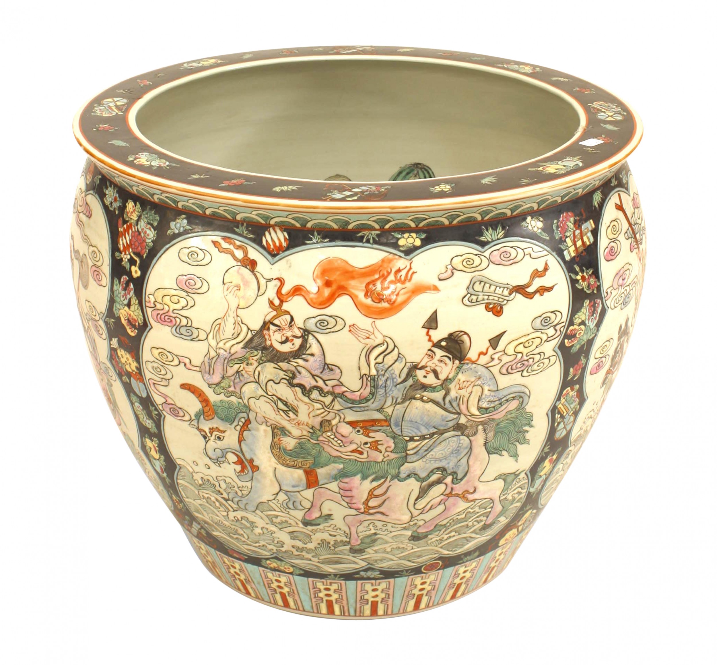 Chinese black and white porcelain pot