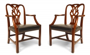 English georgian mahogany and leather chairs