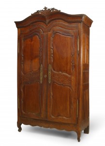 French provincial carved walnut armoire 1