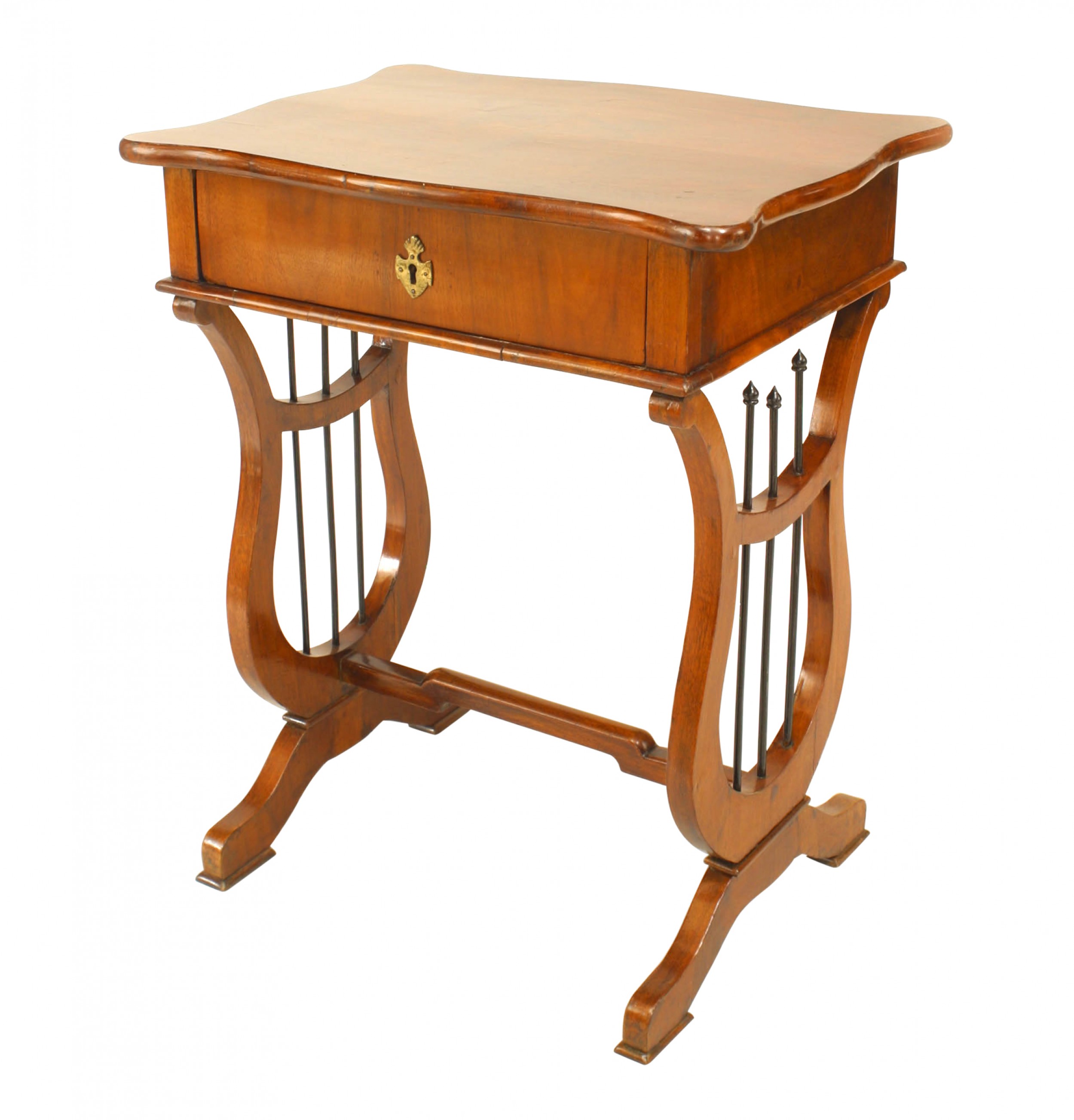 Austrian Biedermeier Mahogany Lyre End Table