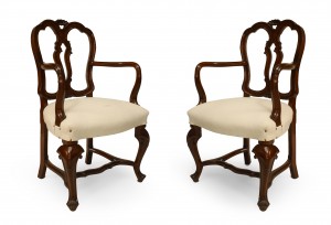 Italian venetian walnut arm chairs