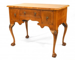 English chippendale burl walnut commode