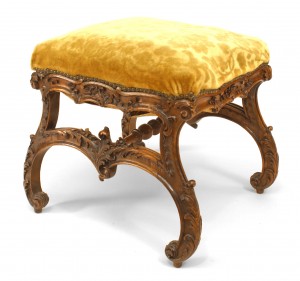 Italian rococo gold velvet bench