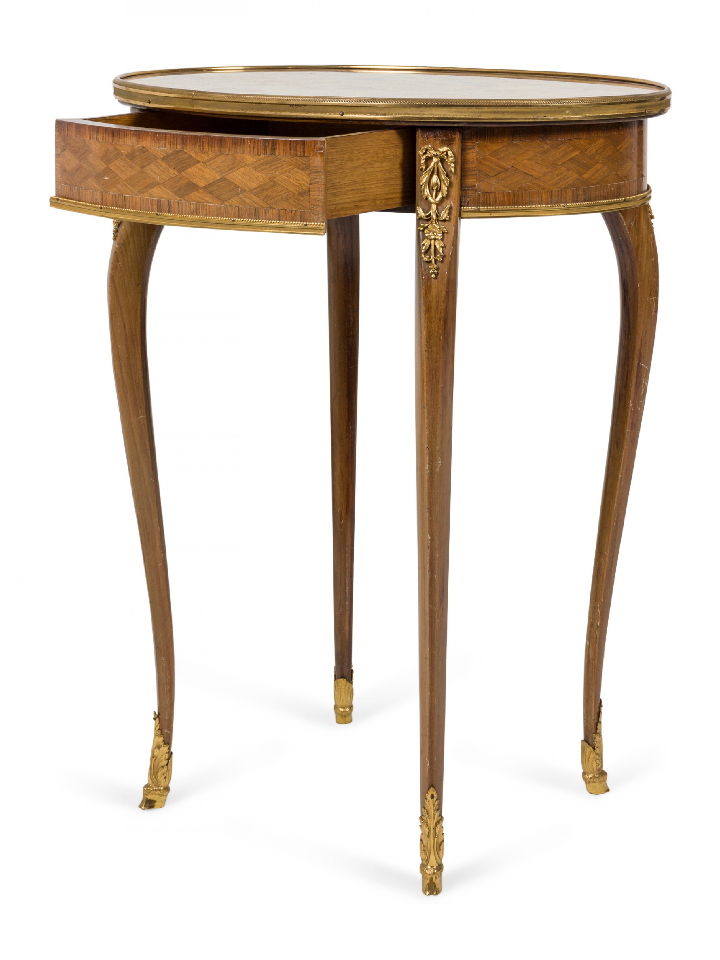 French louis xv kingwood parquetry end table