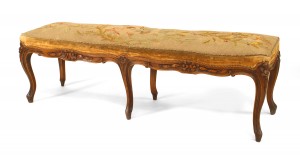 French louis xv carved walnut bench