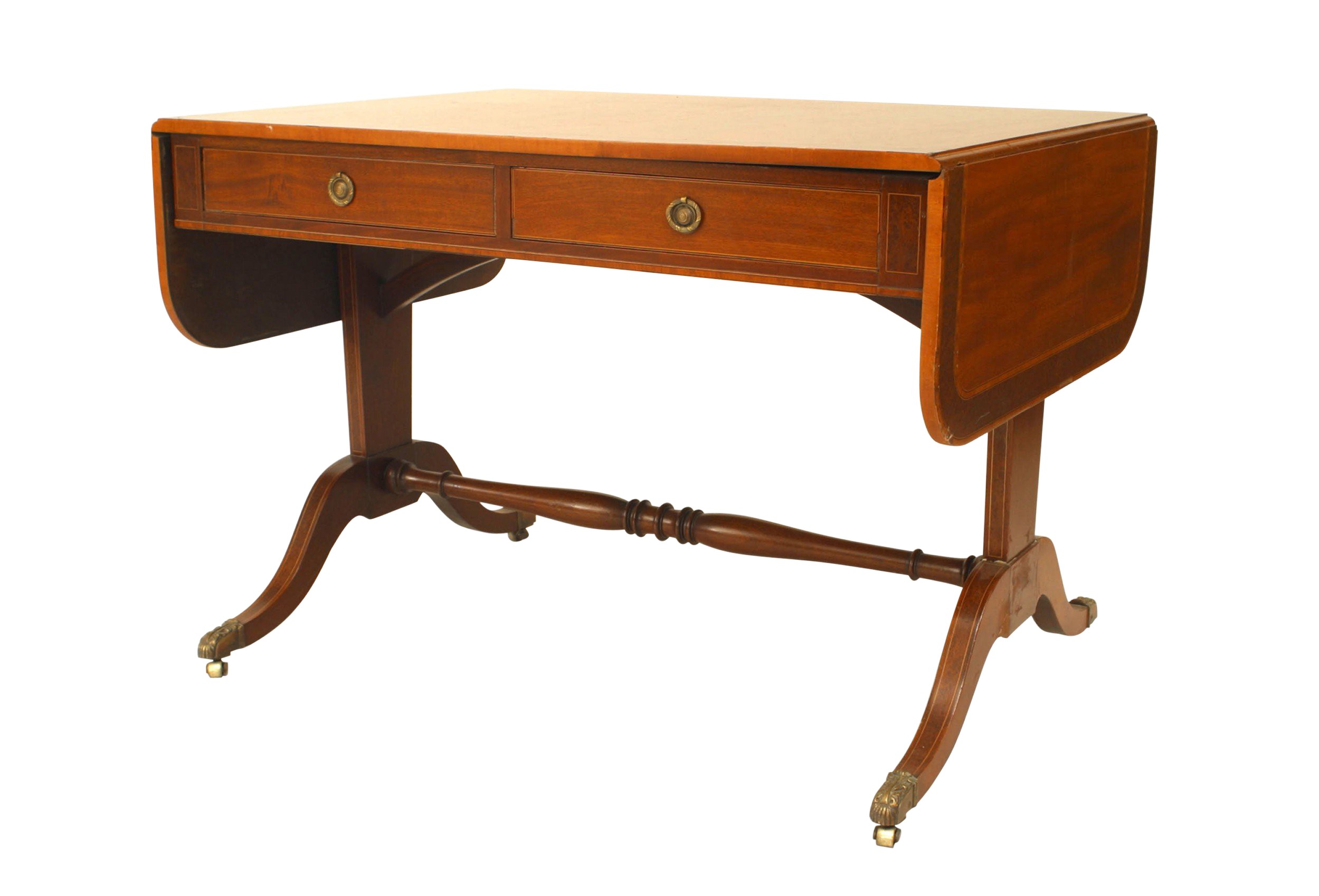 English sheraton mahogany davenport table