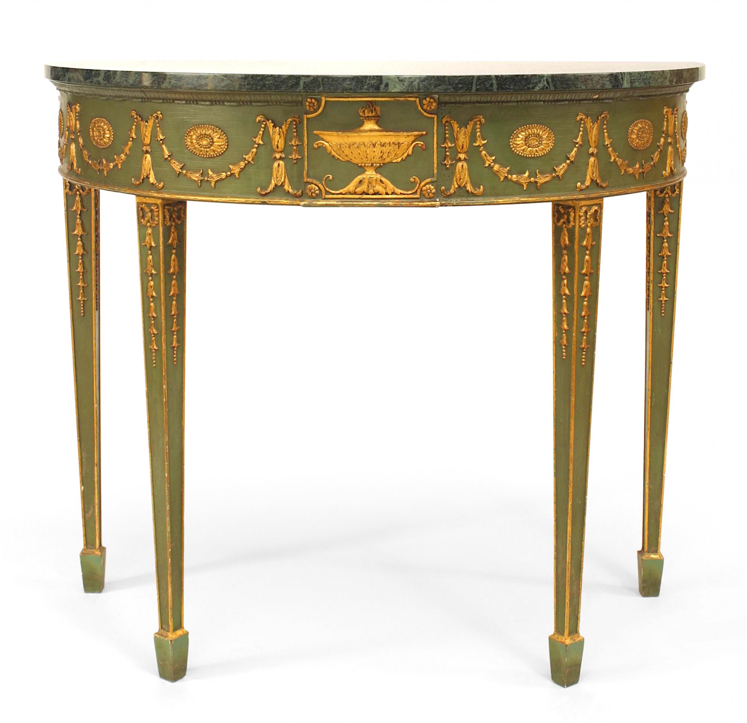 English adam style gilt and marbled console table