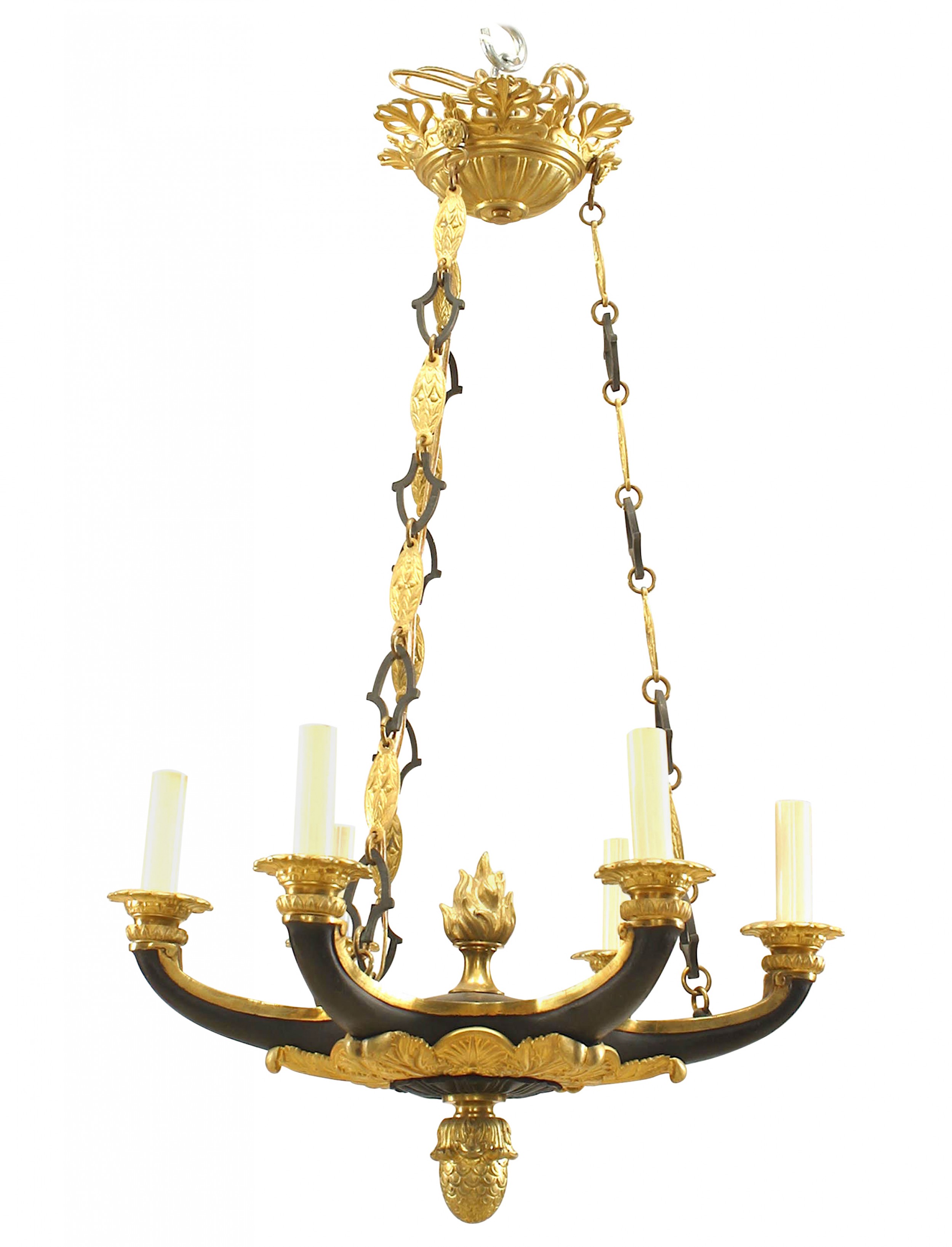 French empire style ebonized gilt bronze chandelier