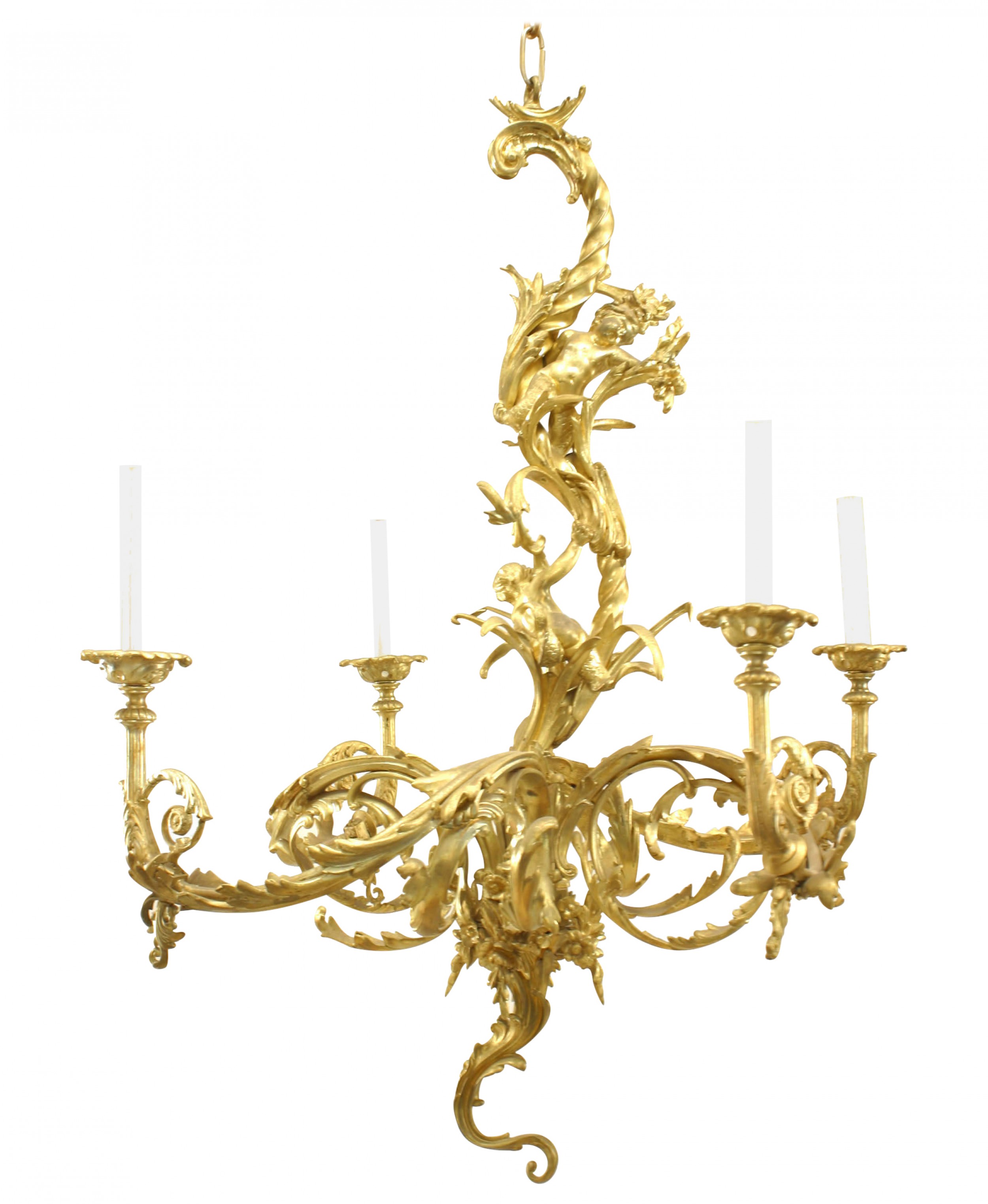 French louis xv style gilt bronze cupid mermaid chandelier
