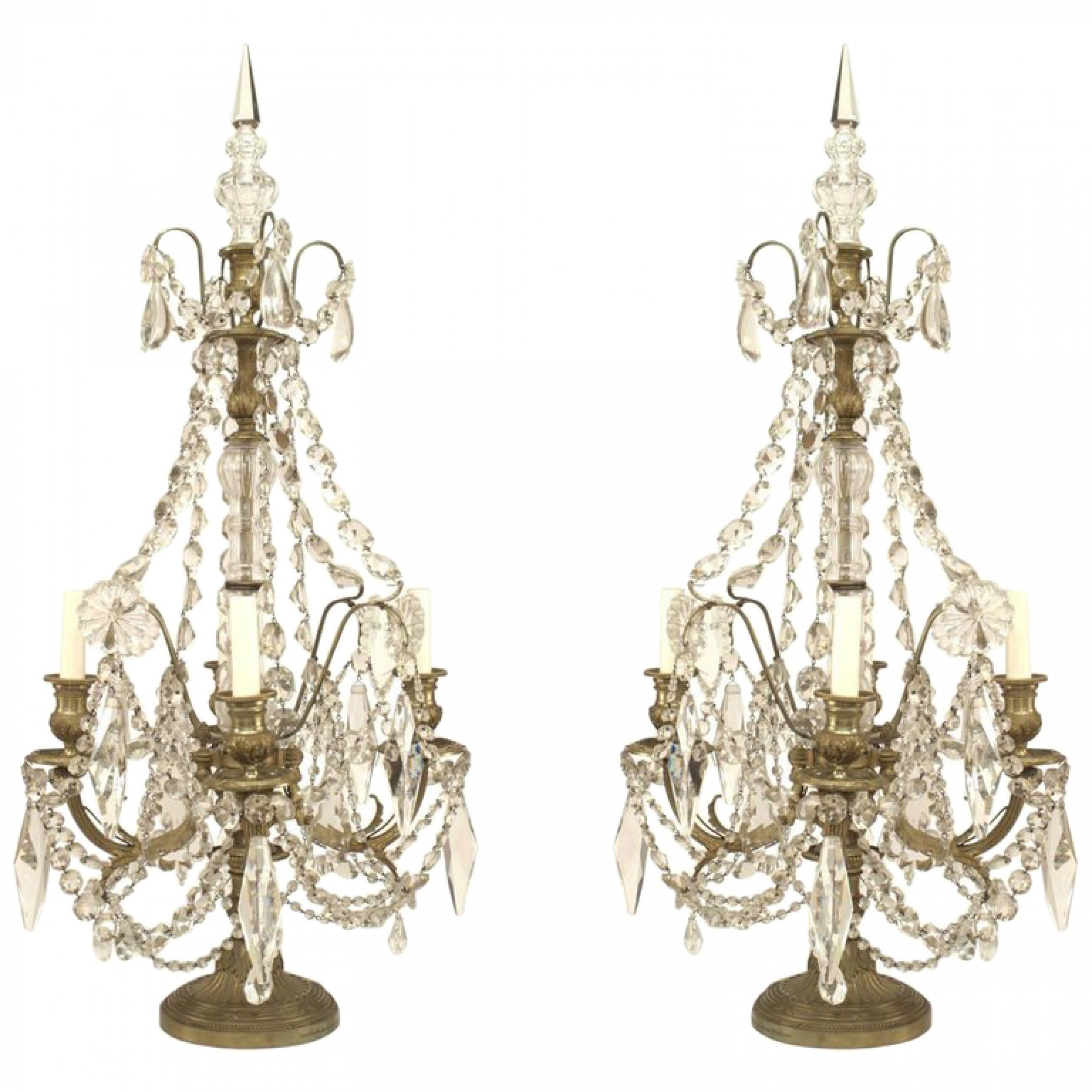 French victorian bronze and crystal candelabras
